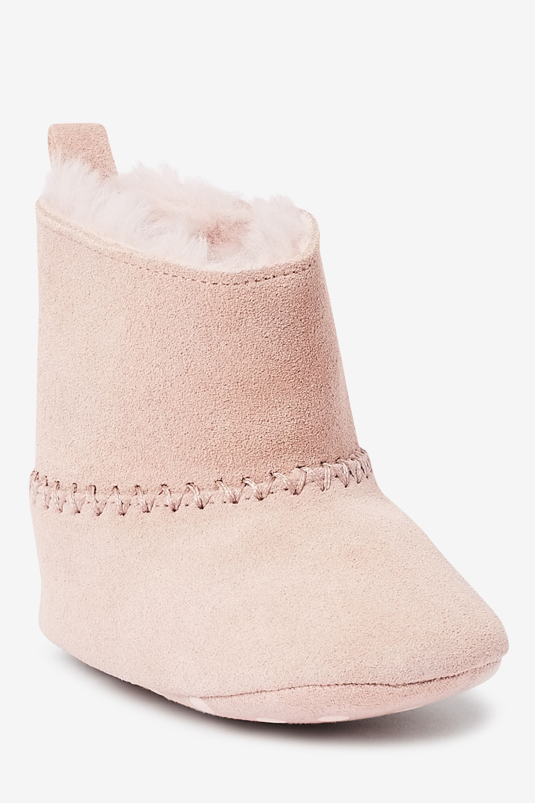 Pink Leather Warm Lined Baby Boots (0-18mths)