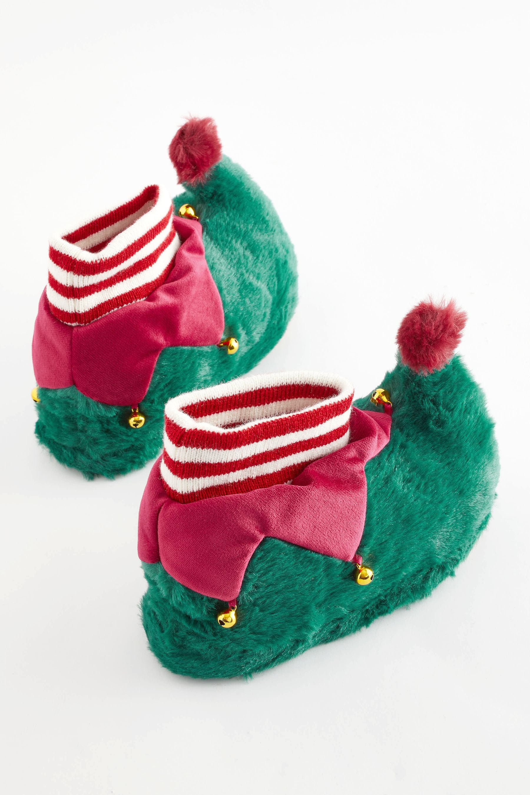 Red/Green Christmas Elf Warm Lined Slipper Boots