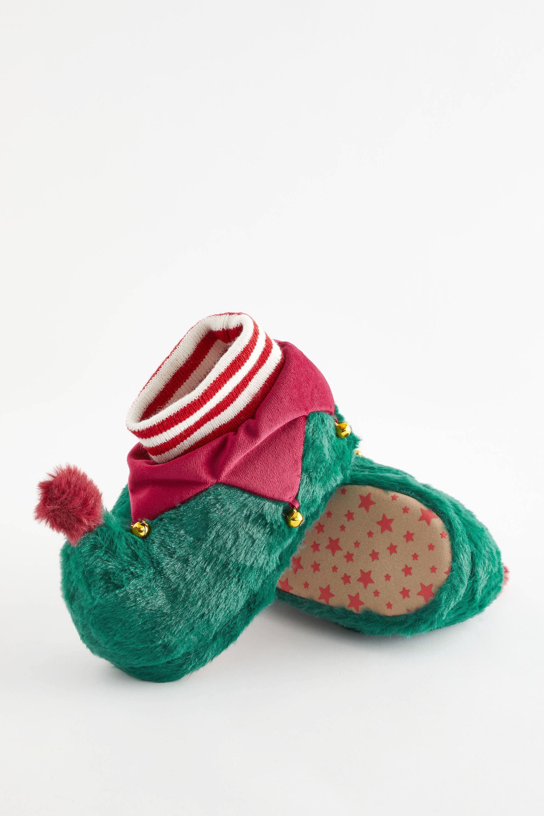 Red/Green Christmas Elf Warm Lined Slipper Boots