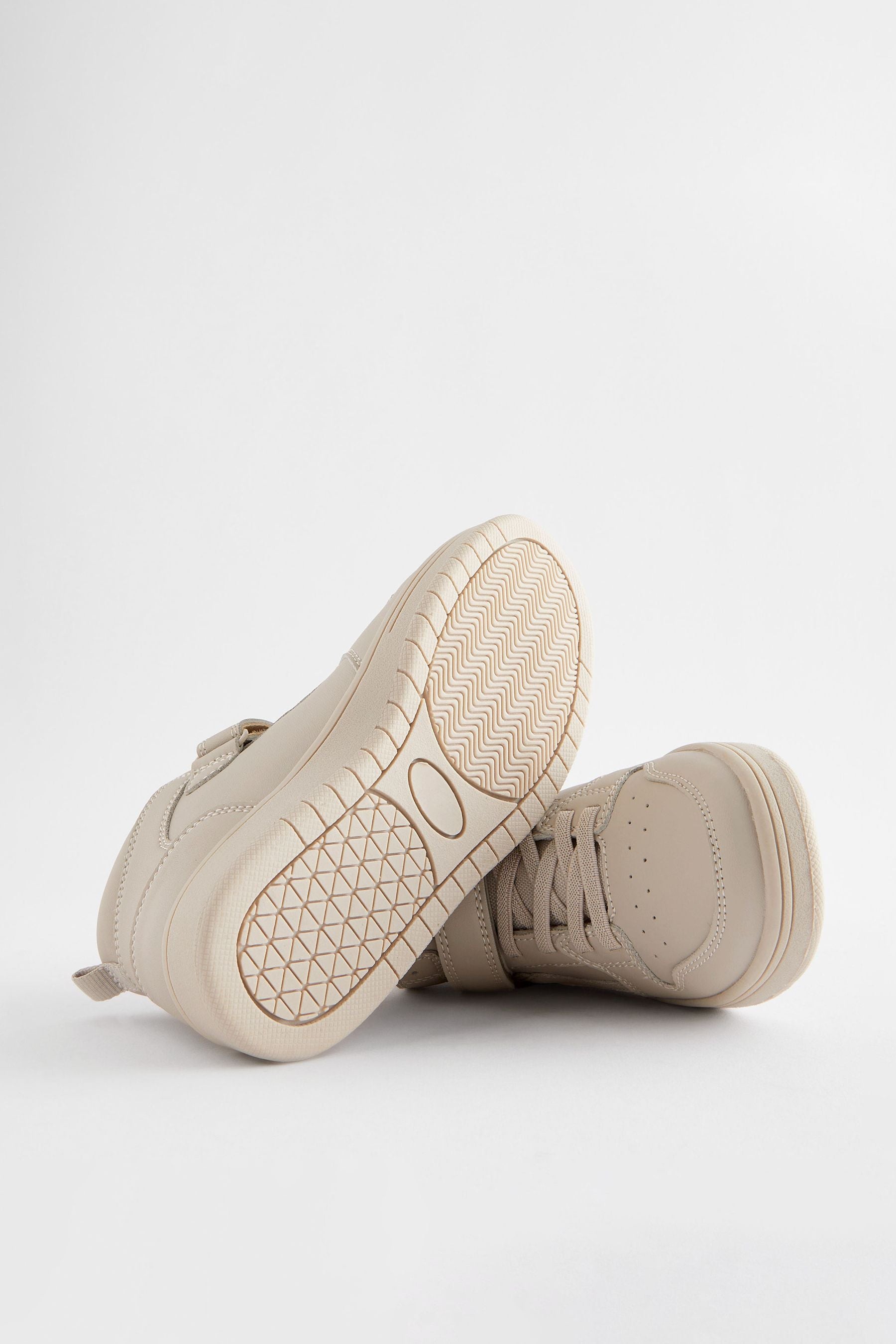 Neutral Elastic Lace High Top Trainers