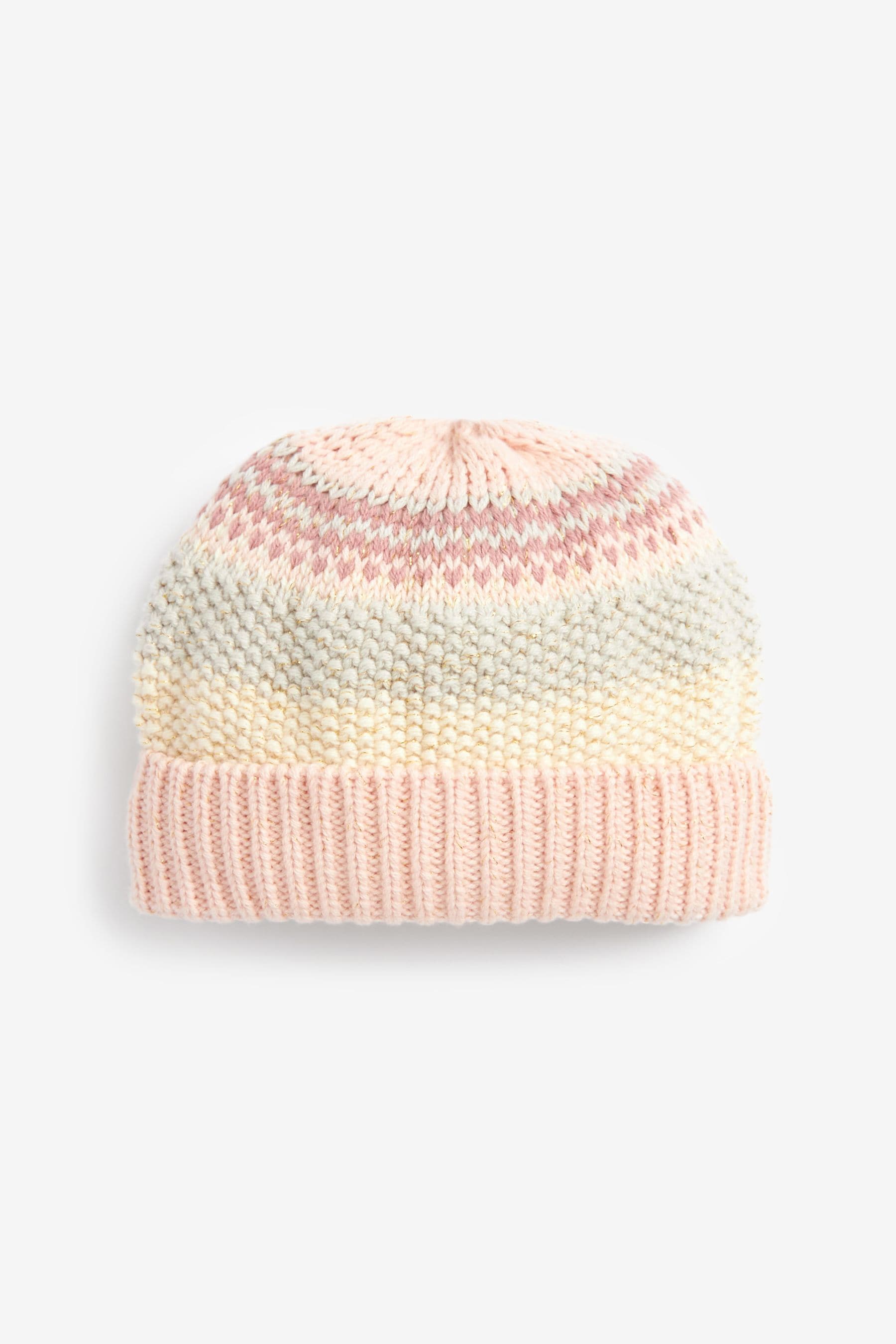 Pink Fairisle Pattern Baby Beanie Hat (0mths-2yrs)