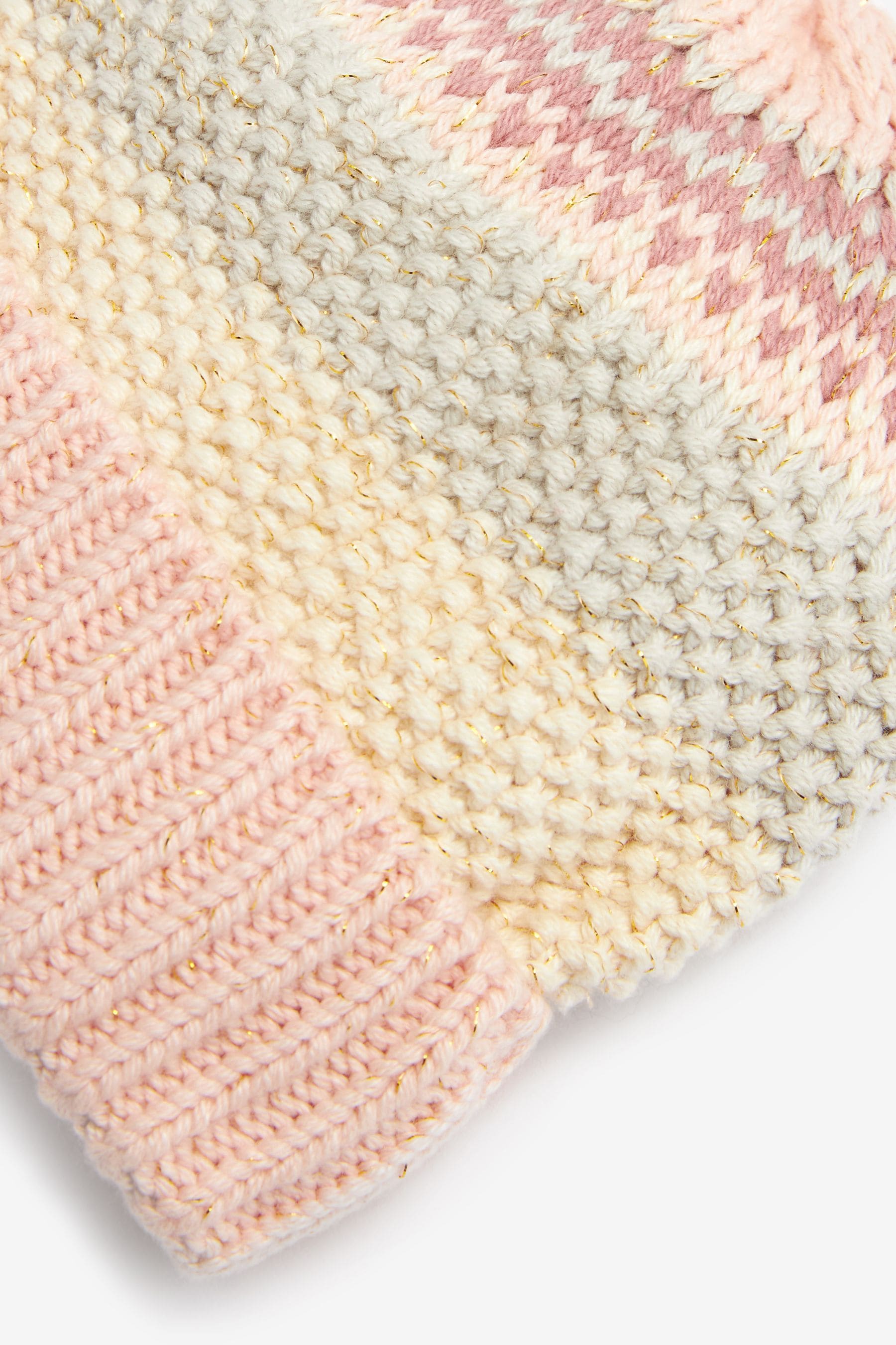 Pink Fairisle Pattern Baby Beanie Hat (0mths-2yrs)