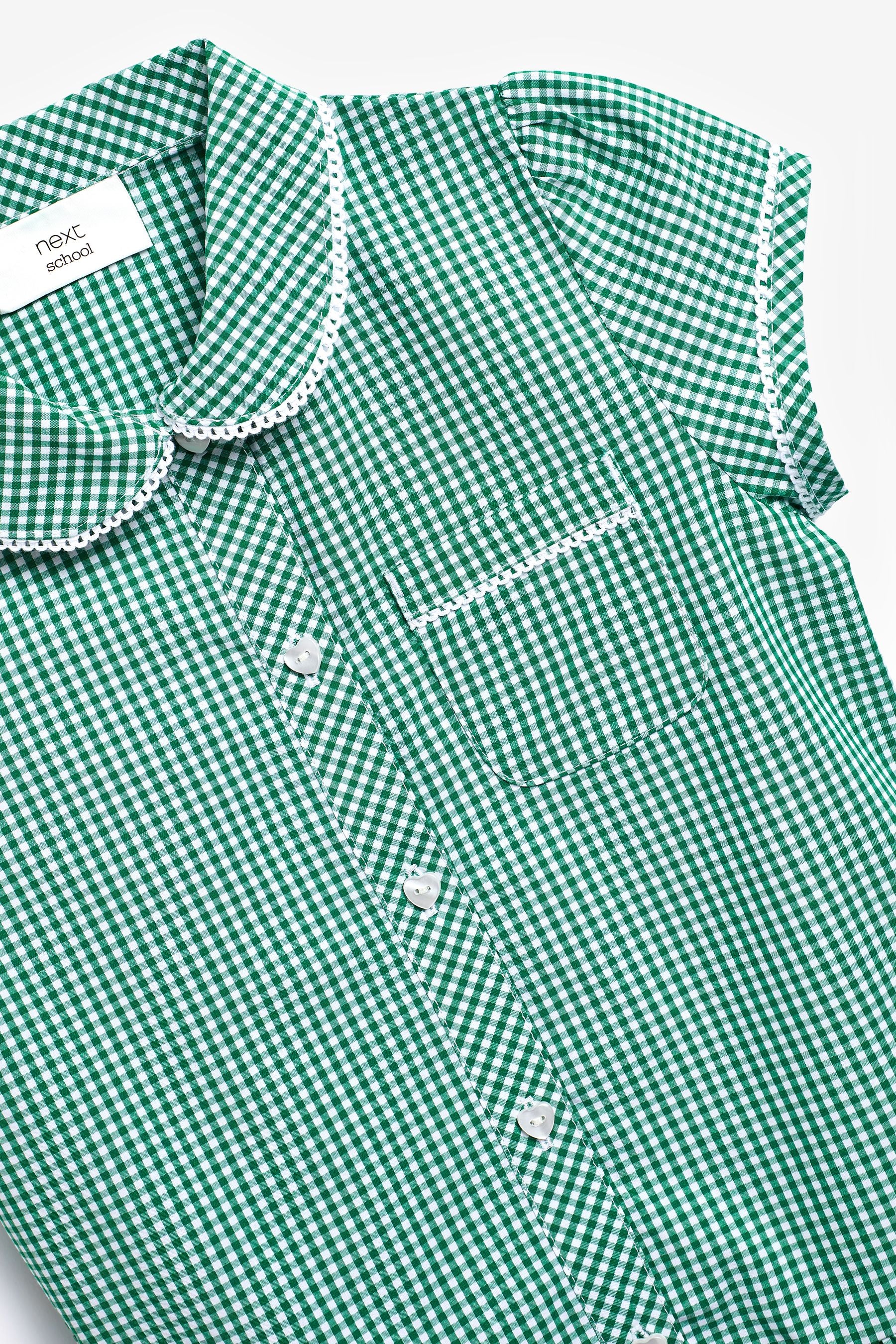 Green Cotton Rich Drop Waist Gingham School Dress (3-14yrs)