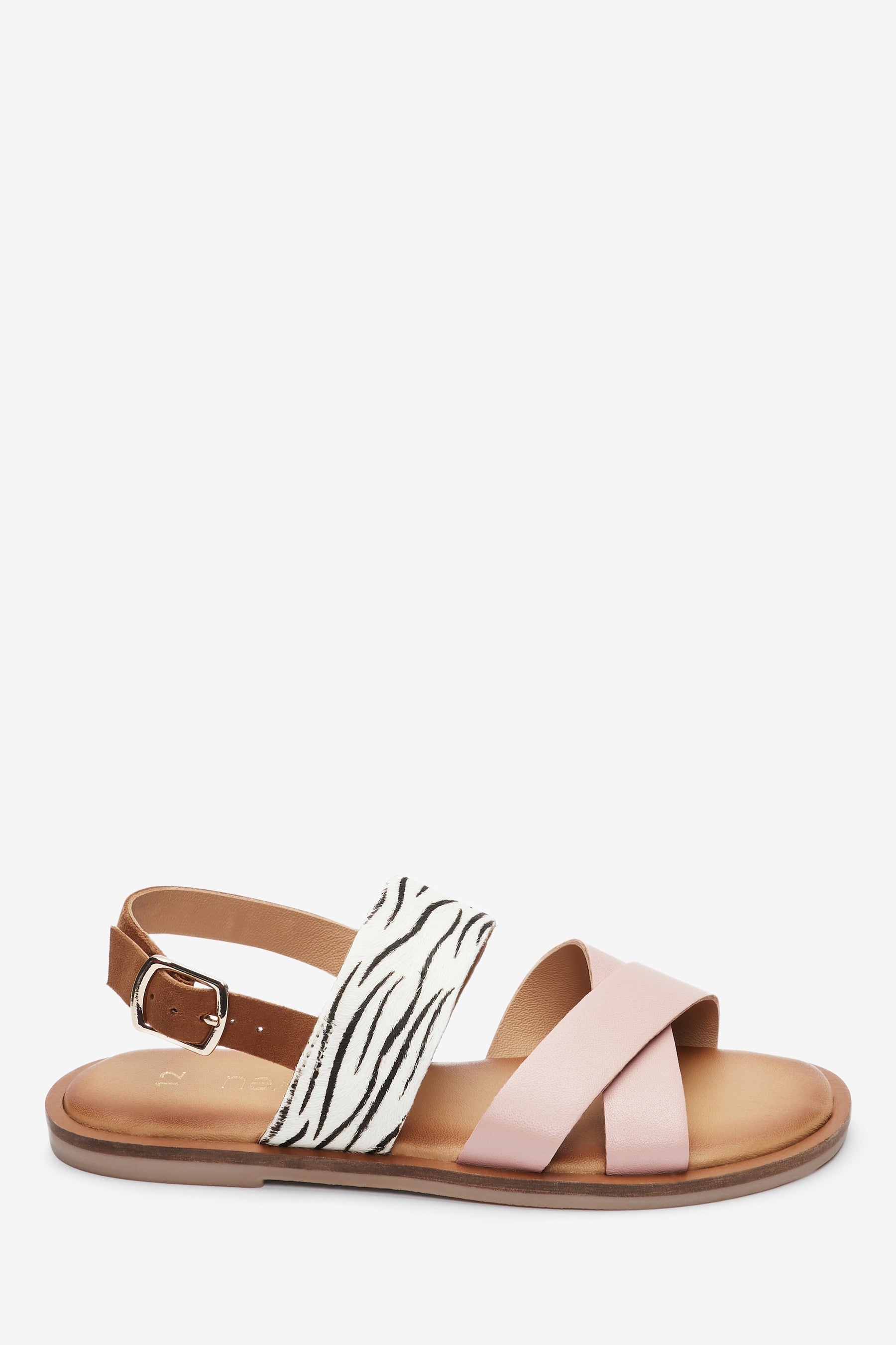 Pink/Zebra Cross Strap Sandals