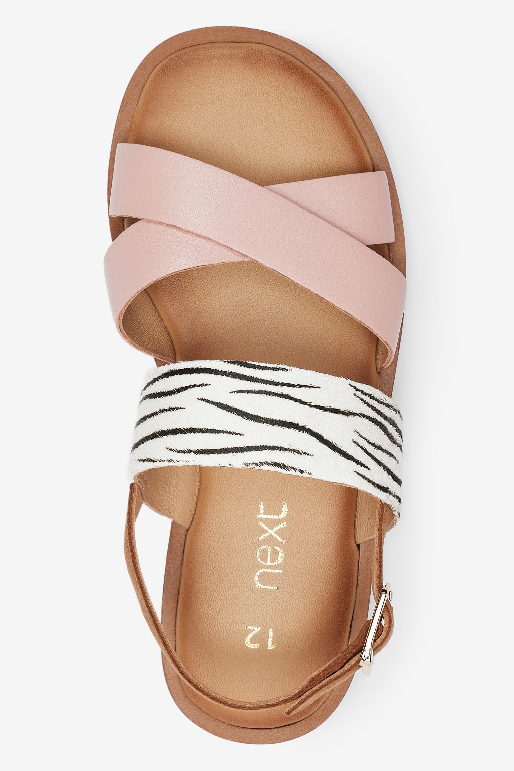 Pink/Zebra Cross Strap Sandals