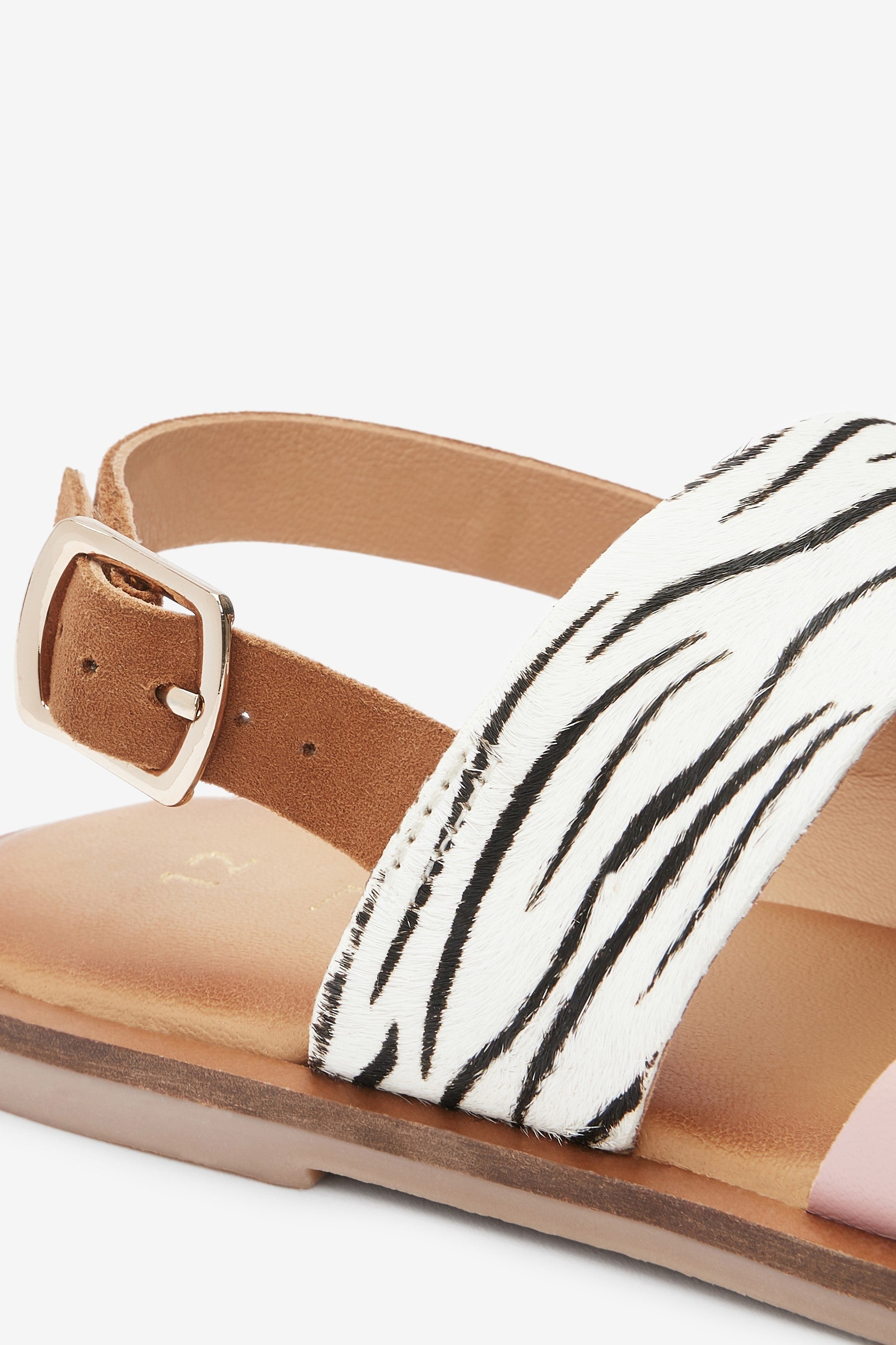 Pink/Zebra Cross Strap Sandals