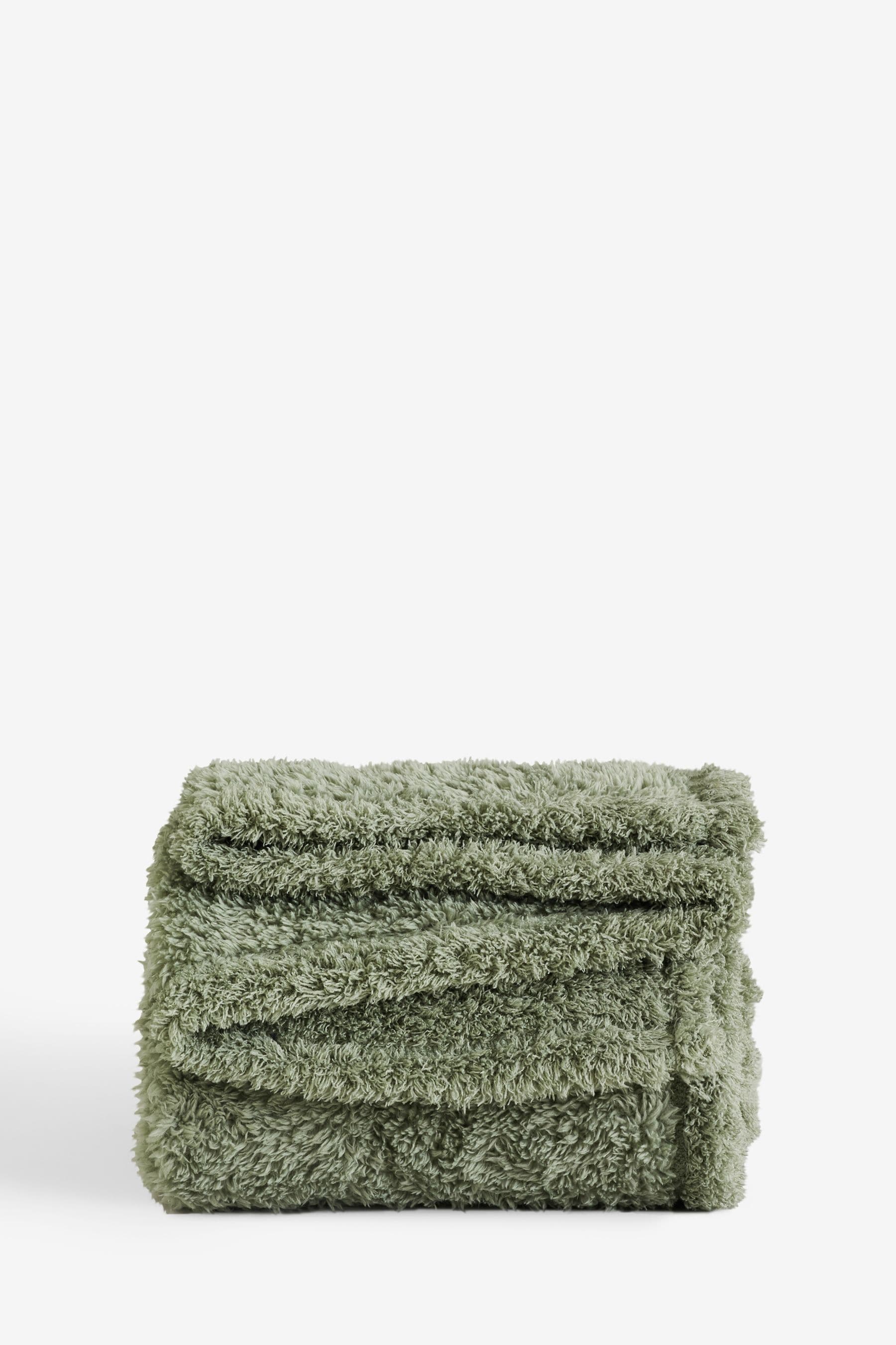 Sage Green Snuggle Teddy Fleece Throw