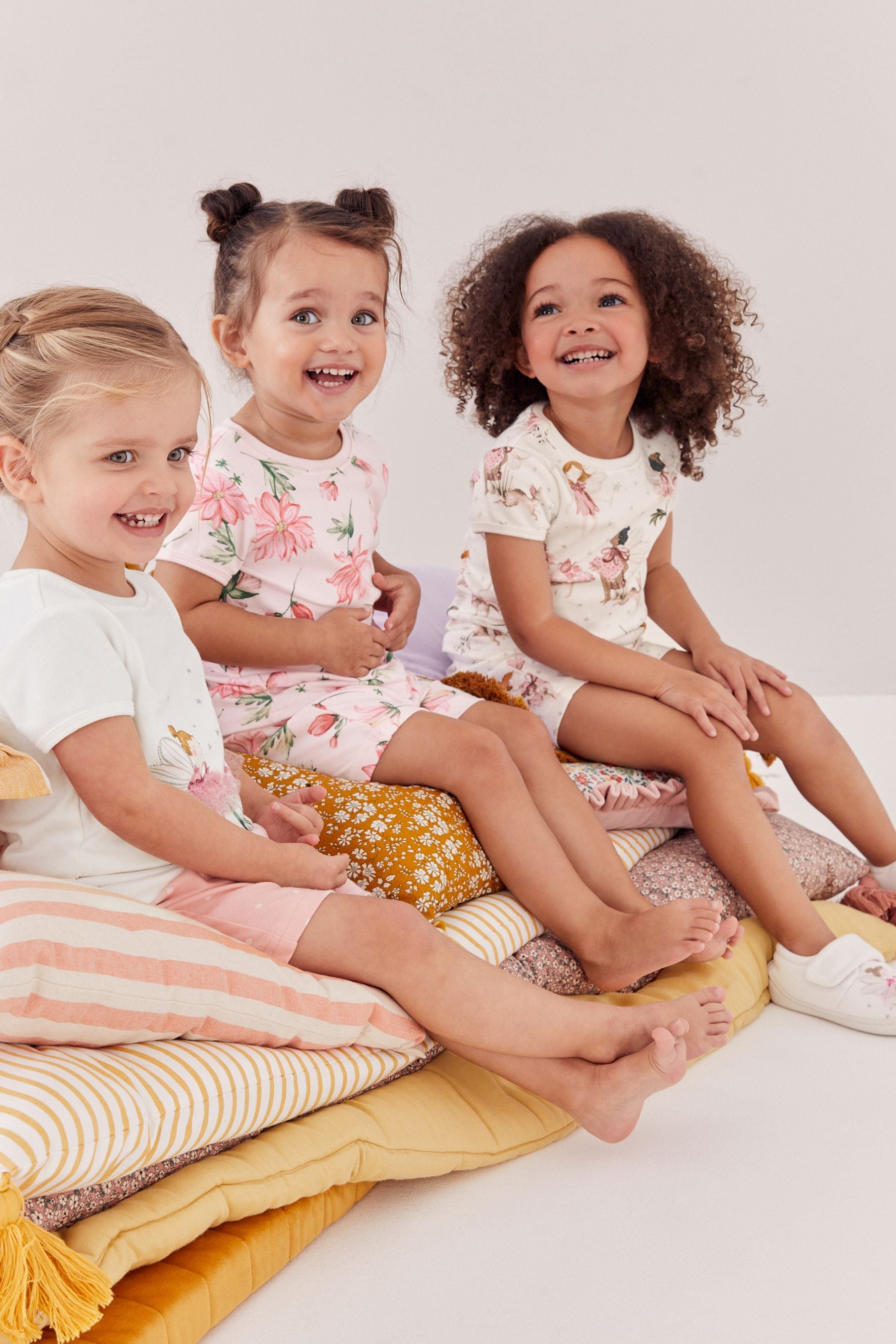 Pink/Cream Fairy Short Pyjamas 3 Pack (9mths-10yrs)