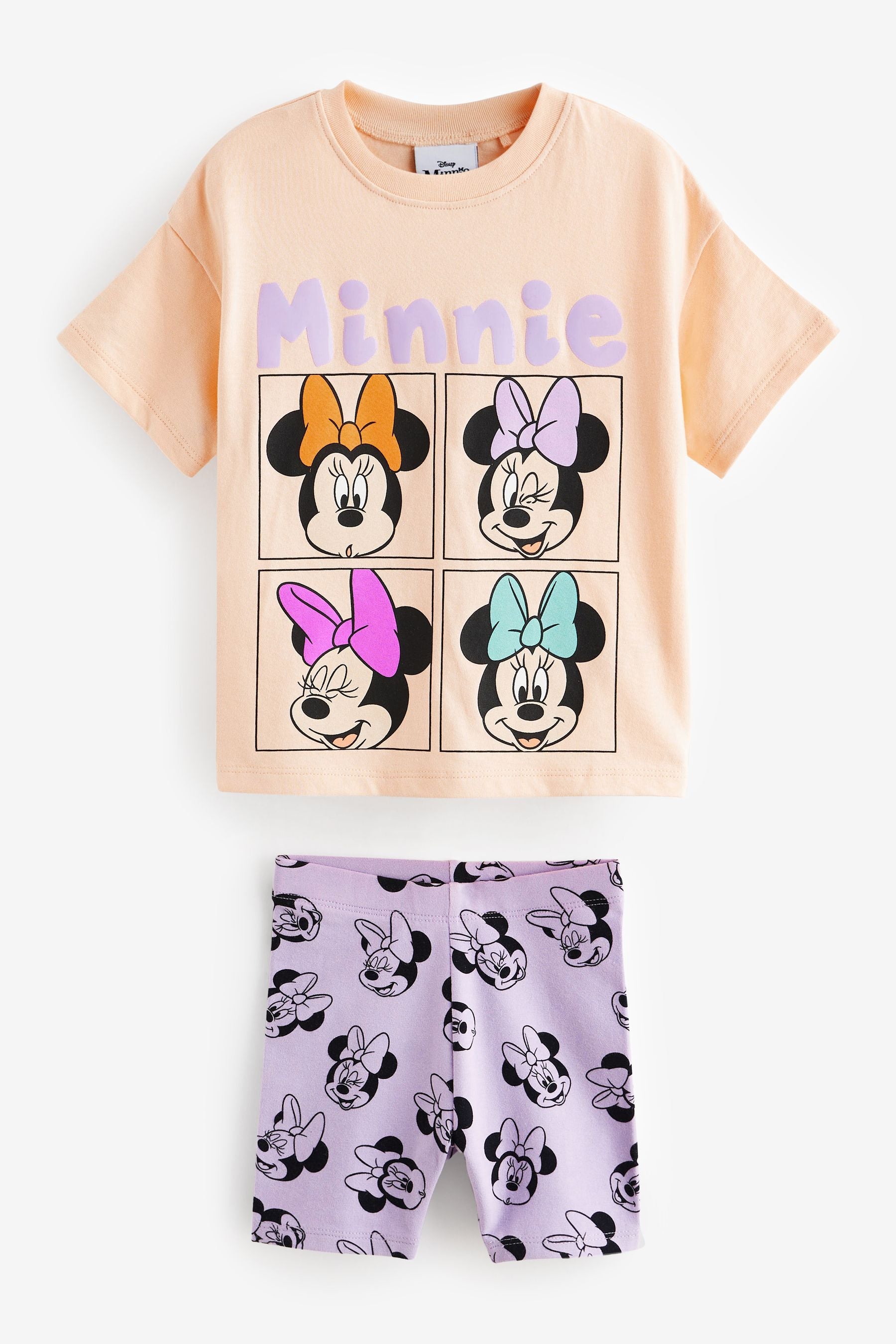 Orange Minnie Mouse Cycle Shorts and T-Shirt Set (3mths-7yrs)