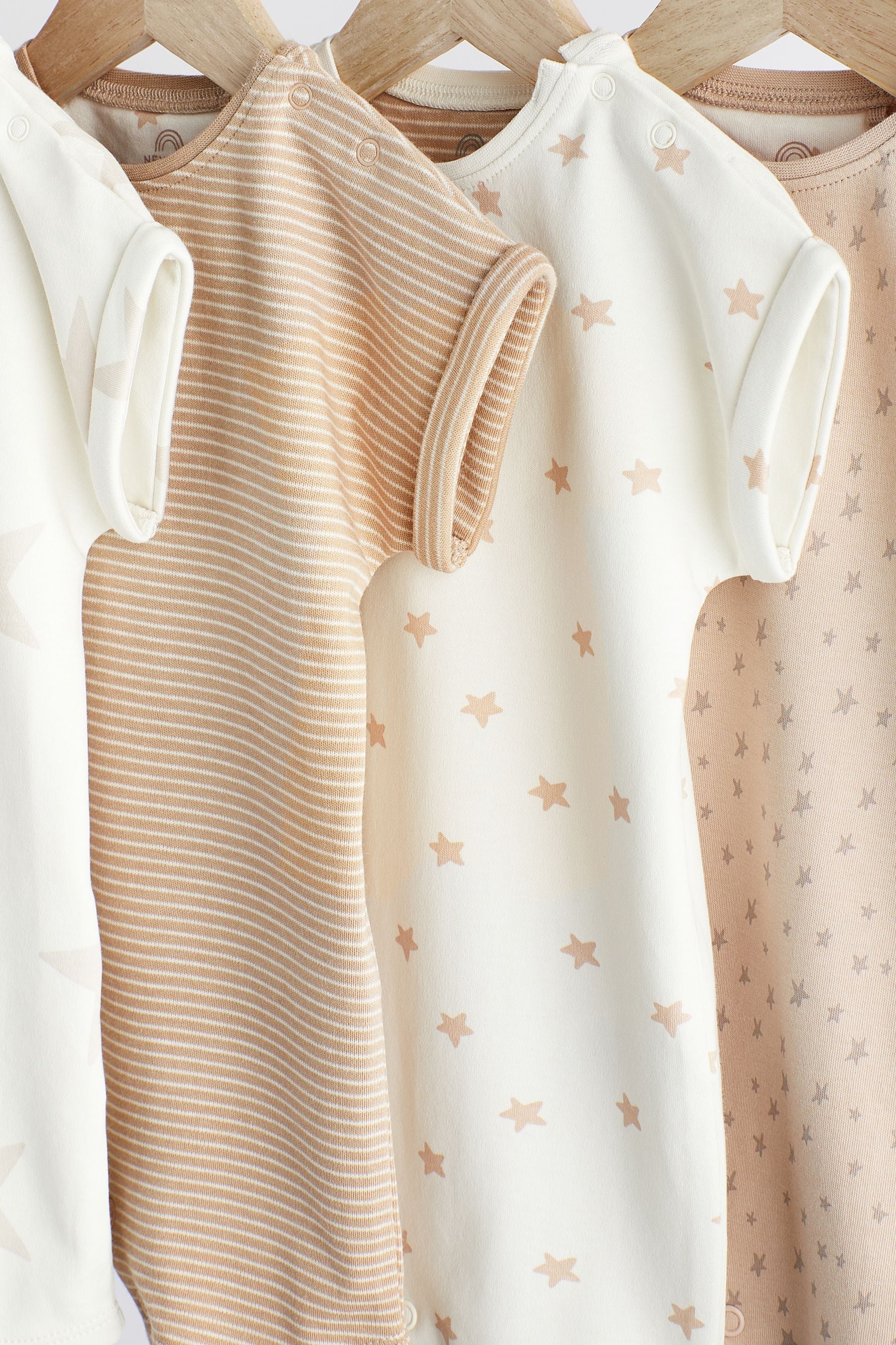 Neutral Star Baby Romper 4 Pack (0mths-3yrs)