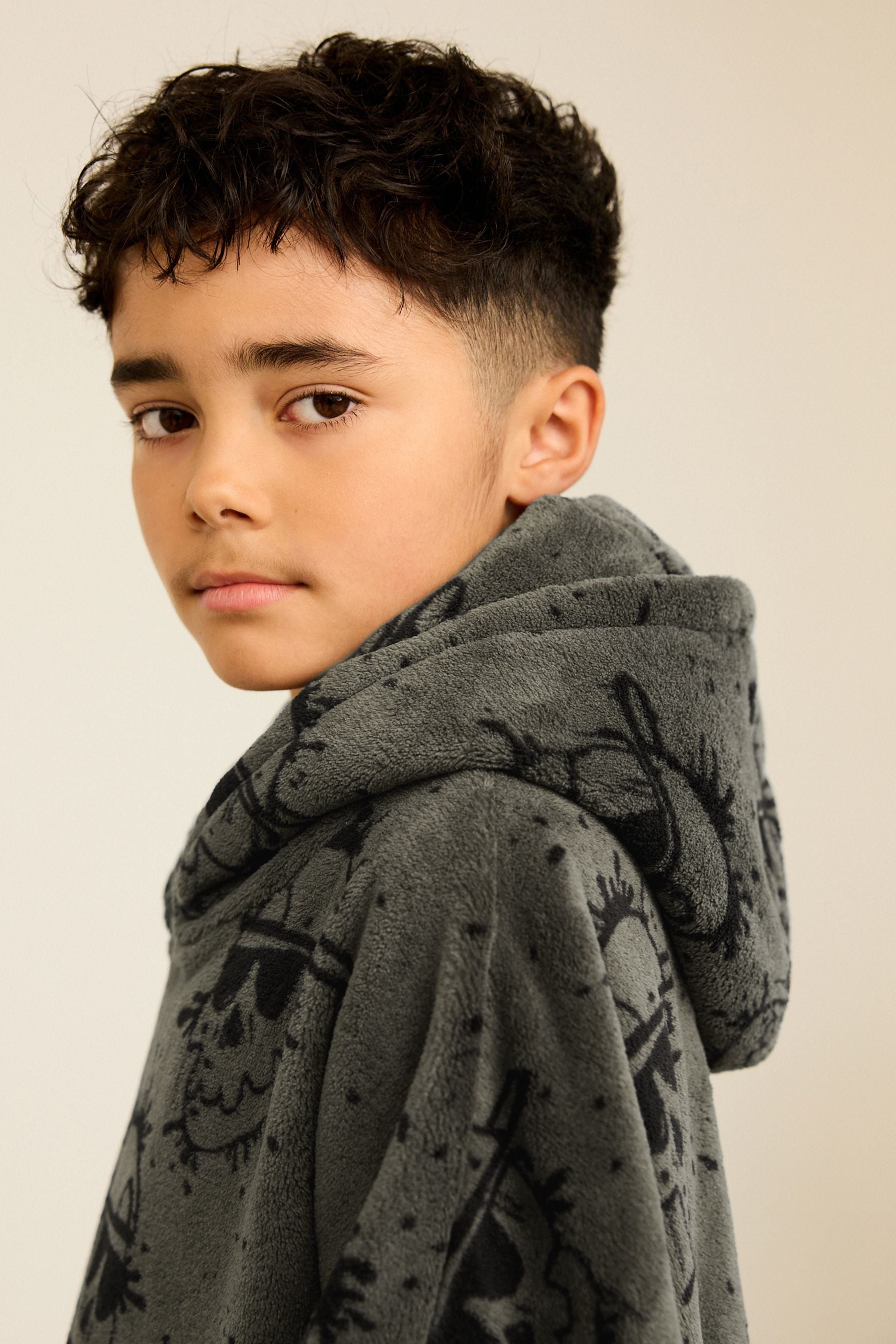 Khaki Green Skull Hooded Blanket (3-16yrs)