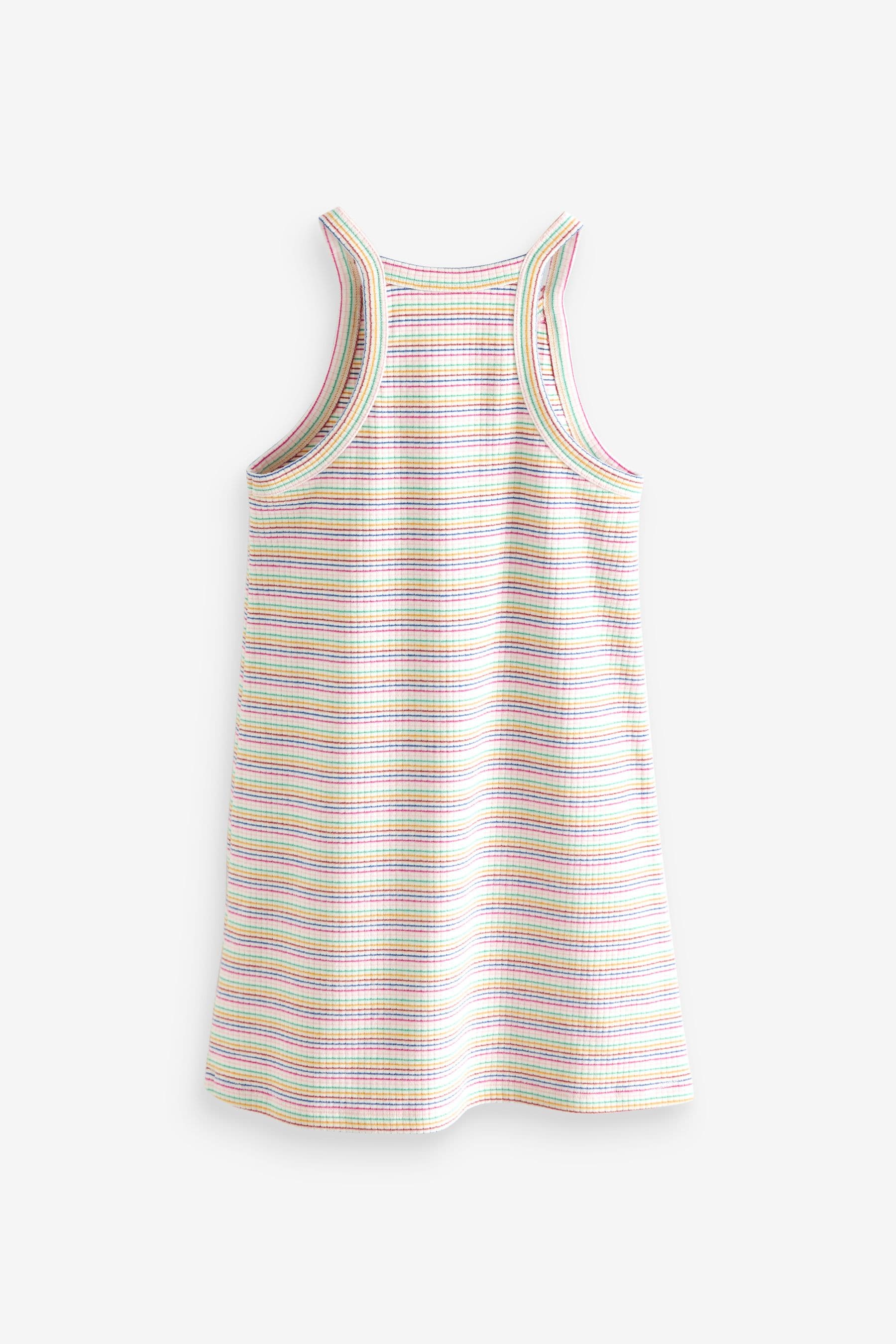 Rainbow Stripe Ribbed Racer Jersey Dress (3-16yrs)