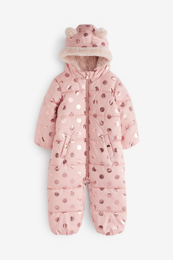 Pink Shower Resistant Foil Spot Snowsuit (3mths-7yrs)