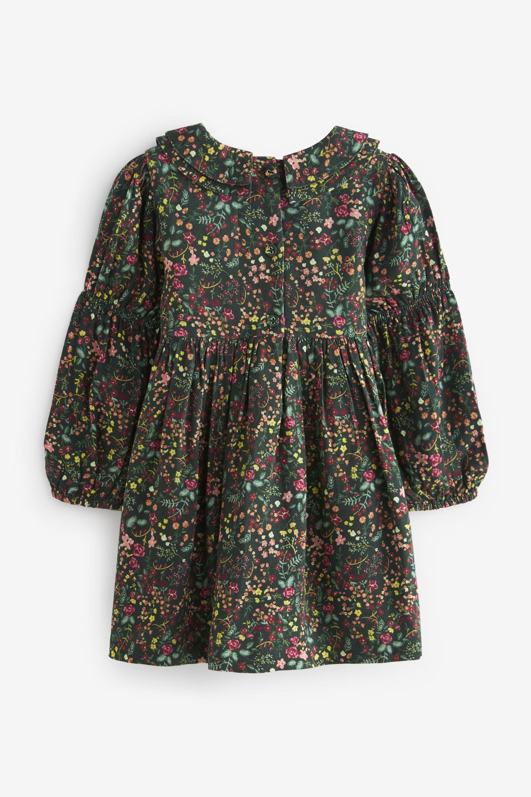 Green Printed Shirred Dress (3mths-8yrs)