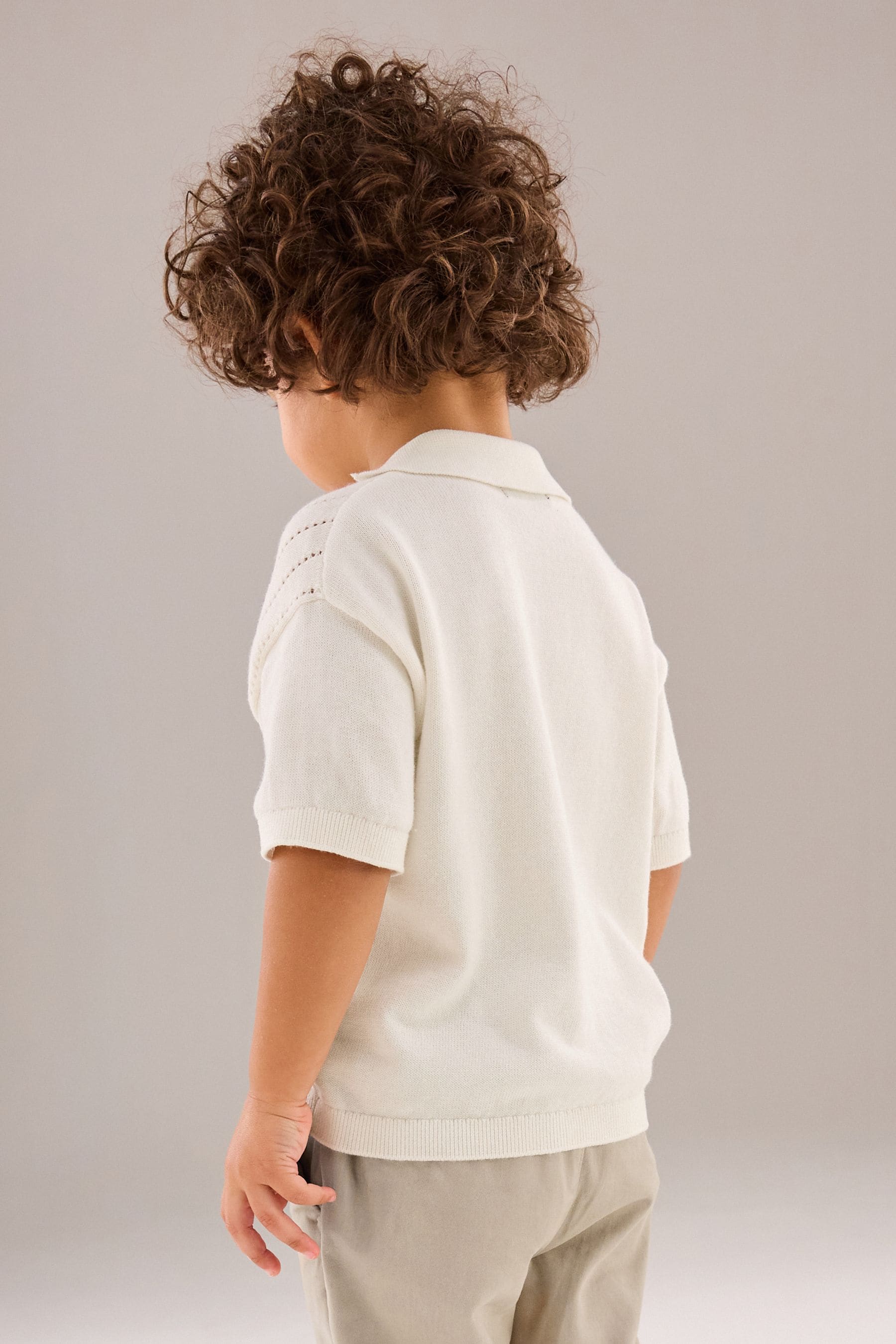 White Short Sleeved Button Through Polo Shirt (3mths-7yrs)