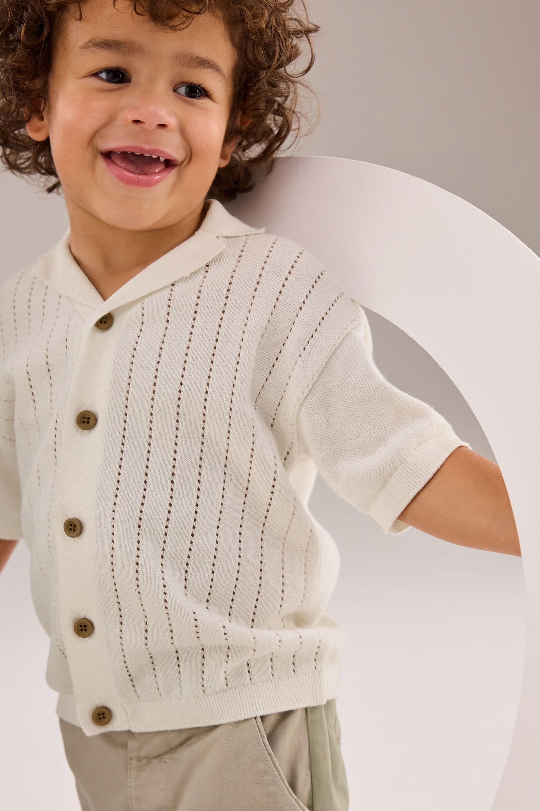 White Short Sleeved Button Through Polo Shirt (3mths-7yrs)