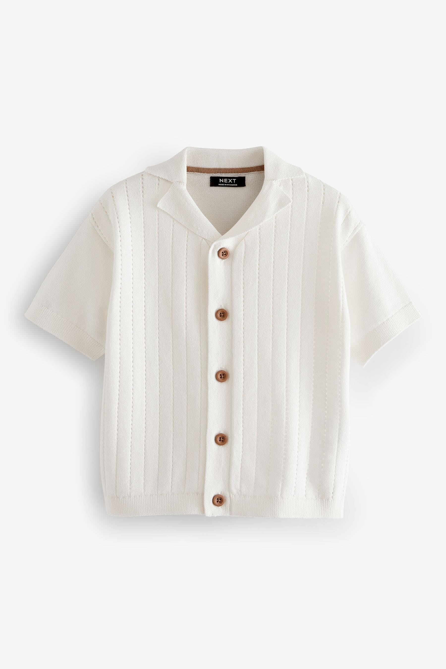 White Short Sleeved Button Through Polo Shirt (3mths-7yrs)