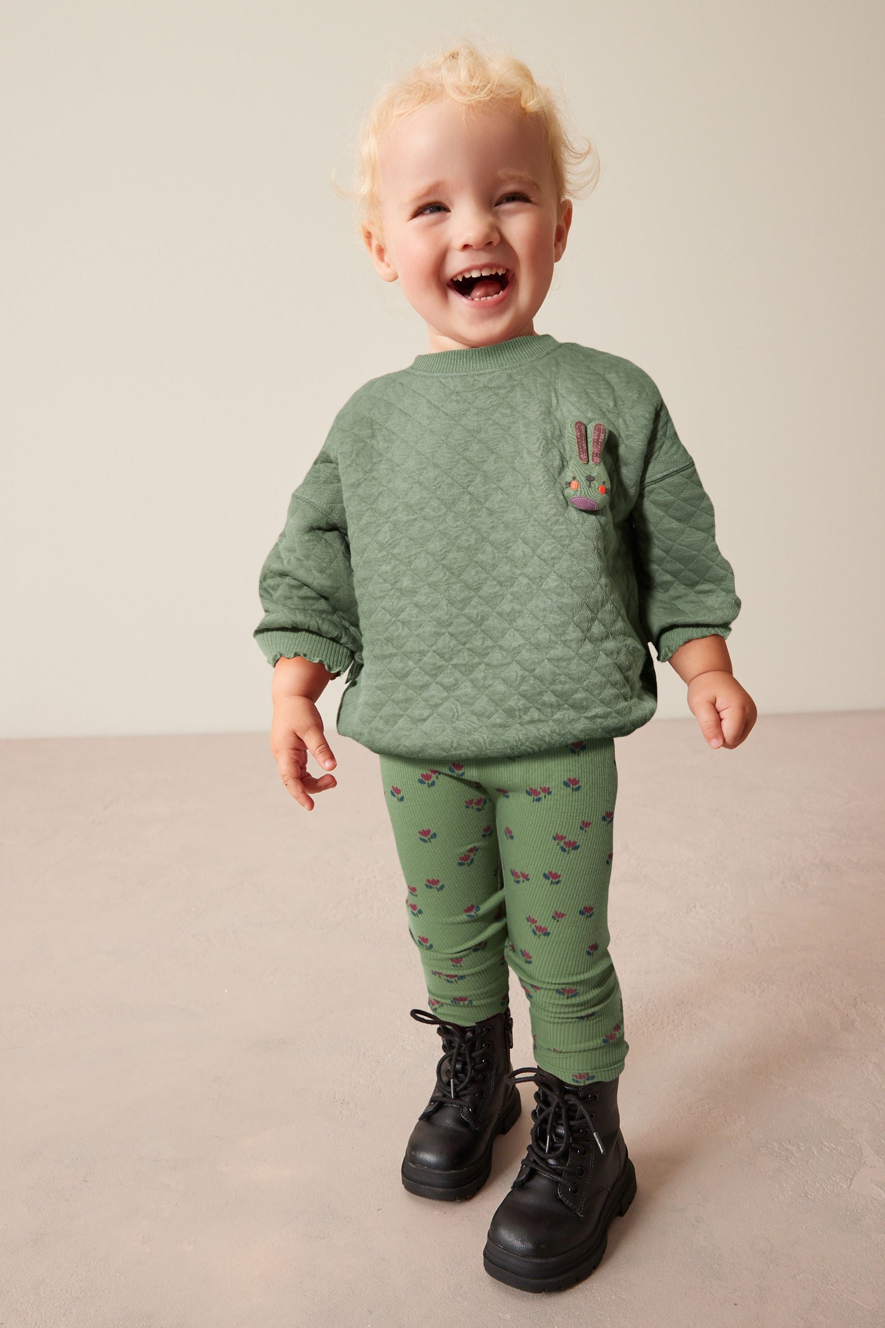 Green Quilted Sweat and Leggings Set (3mths-7yrs)