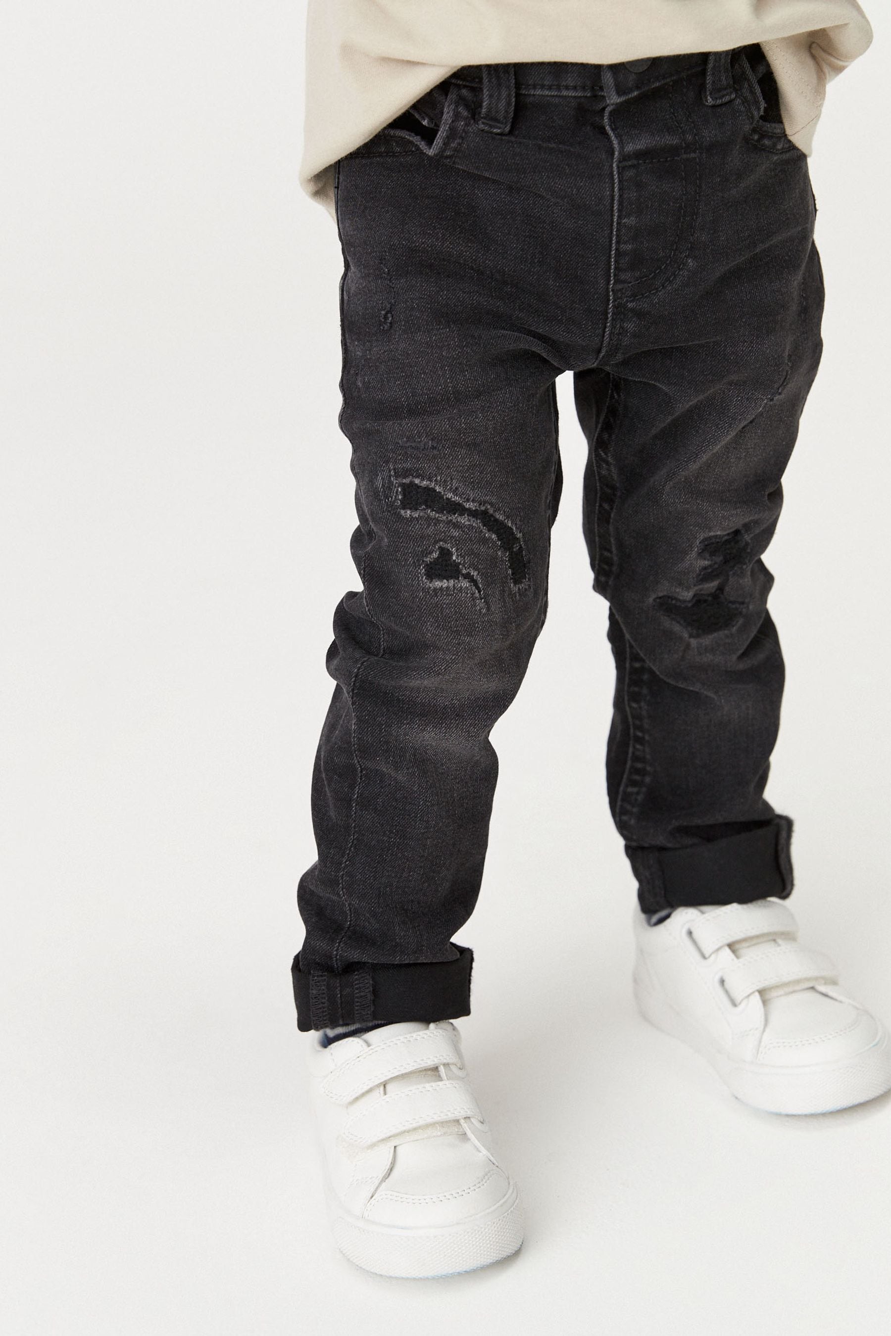 Black Denim Distressed Jeans (3mths-7yrs)