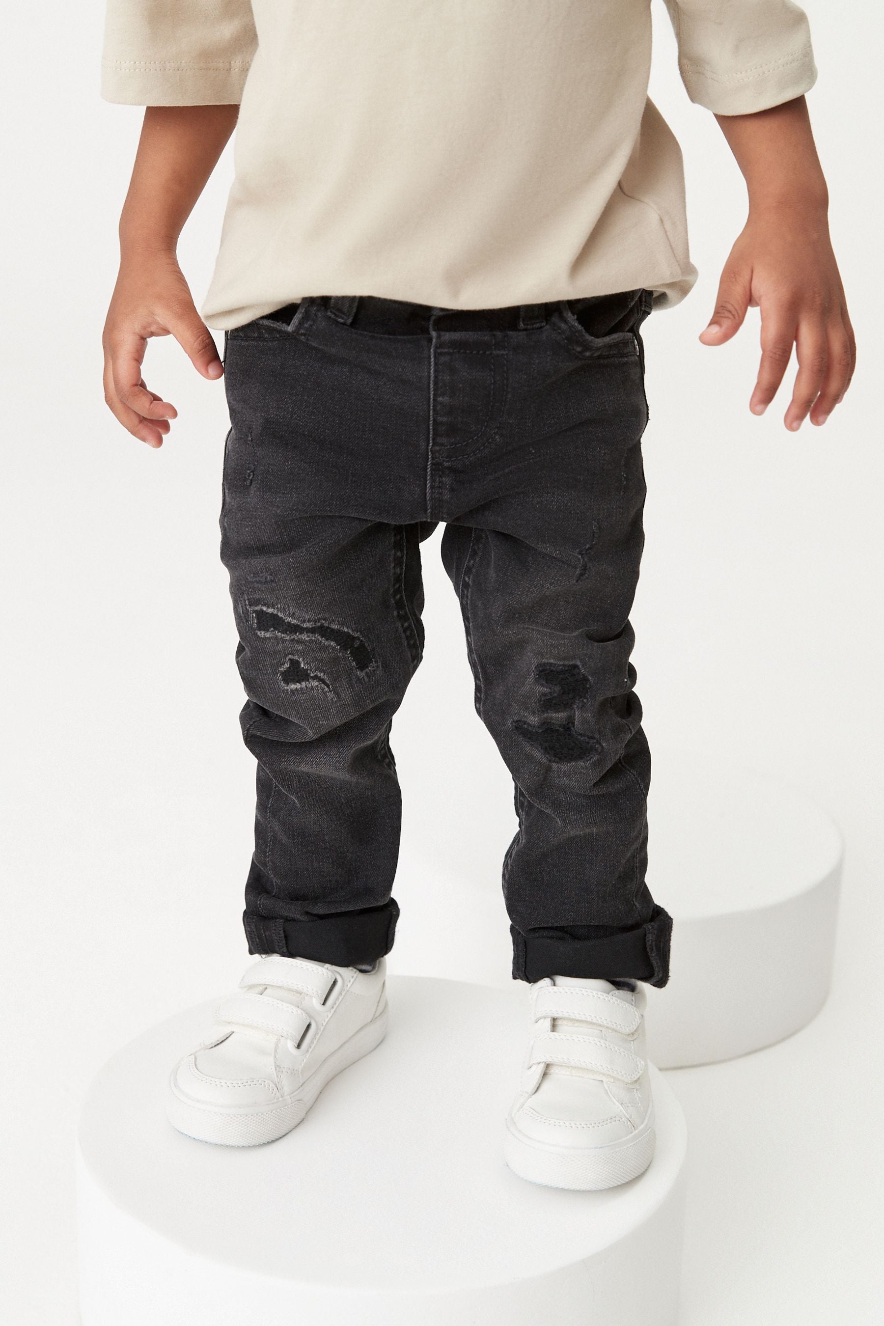 Black Denim Distressed Jeans (3mths-7yrs)