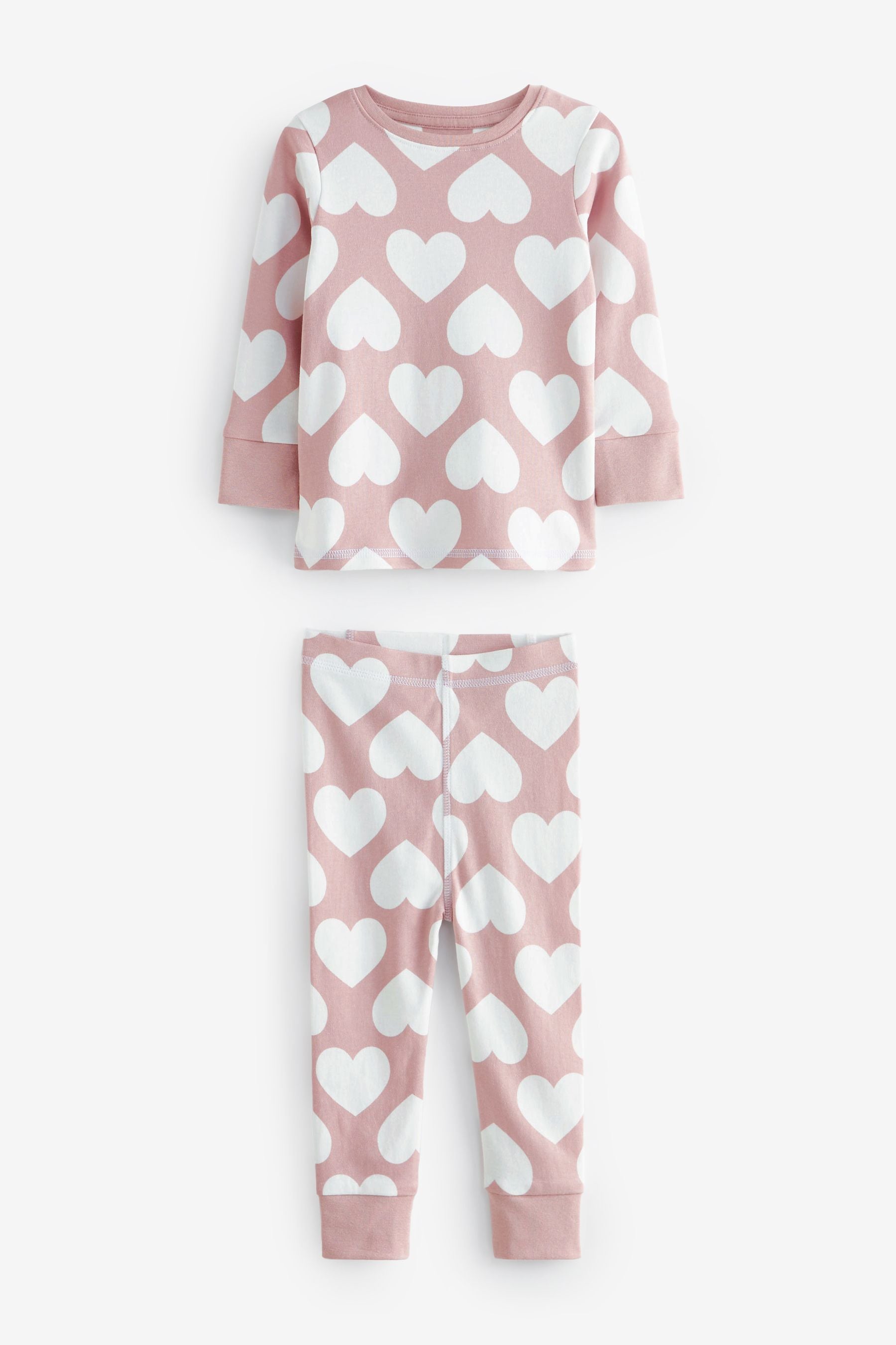 Brown/Cream Heart Pyjamas 3 Pack (9mths-12yrs)