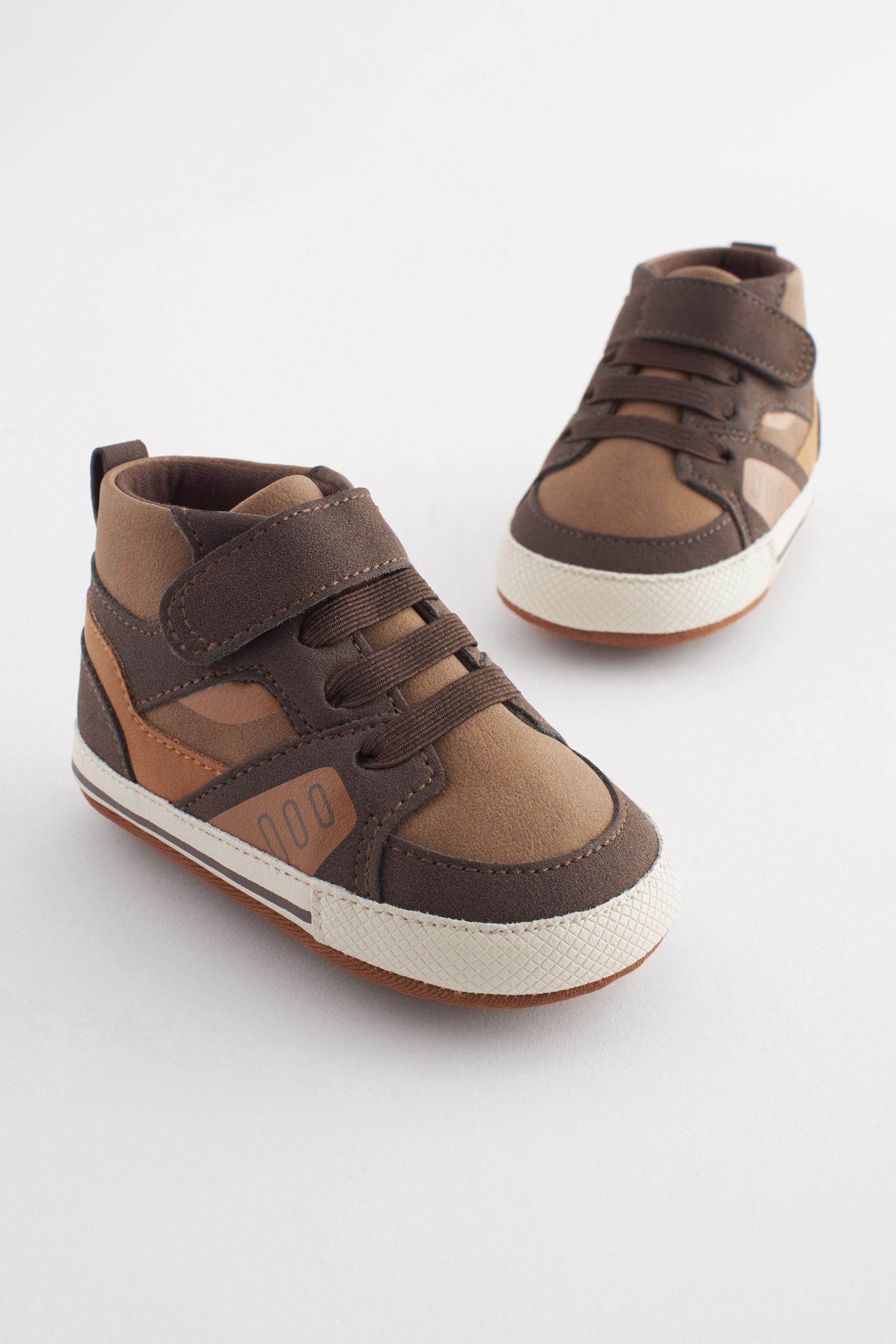 Tan Brown High Top Baby Trainers (0-24mths)