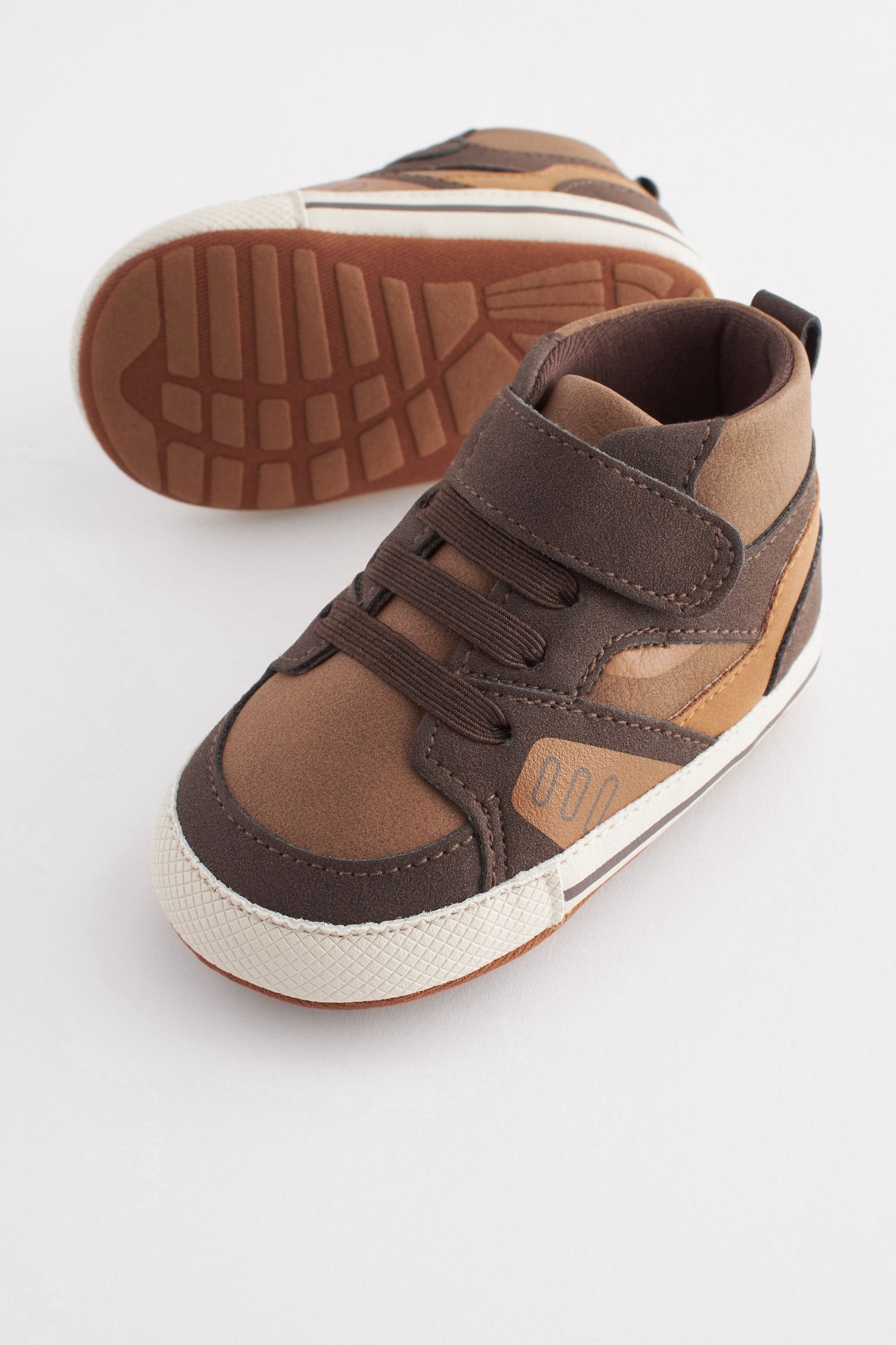 Tan Brown High Top Baby Trainers (0-24mths)