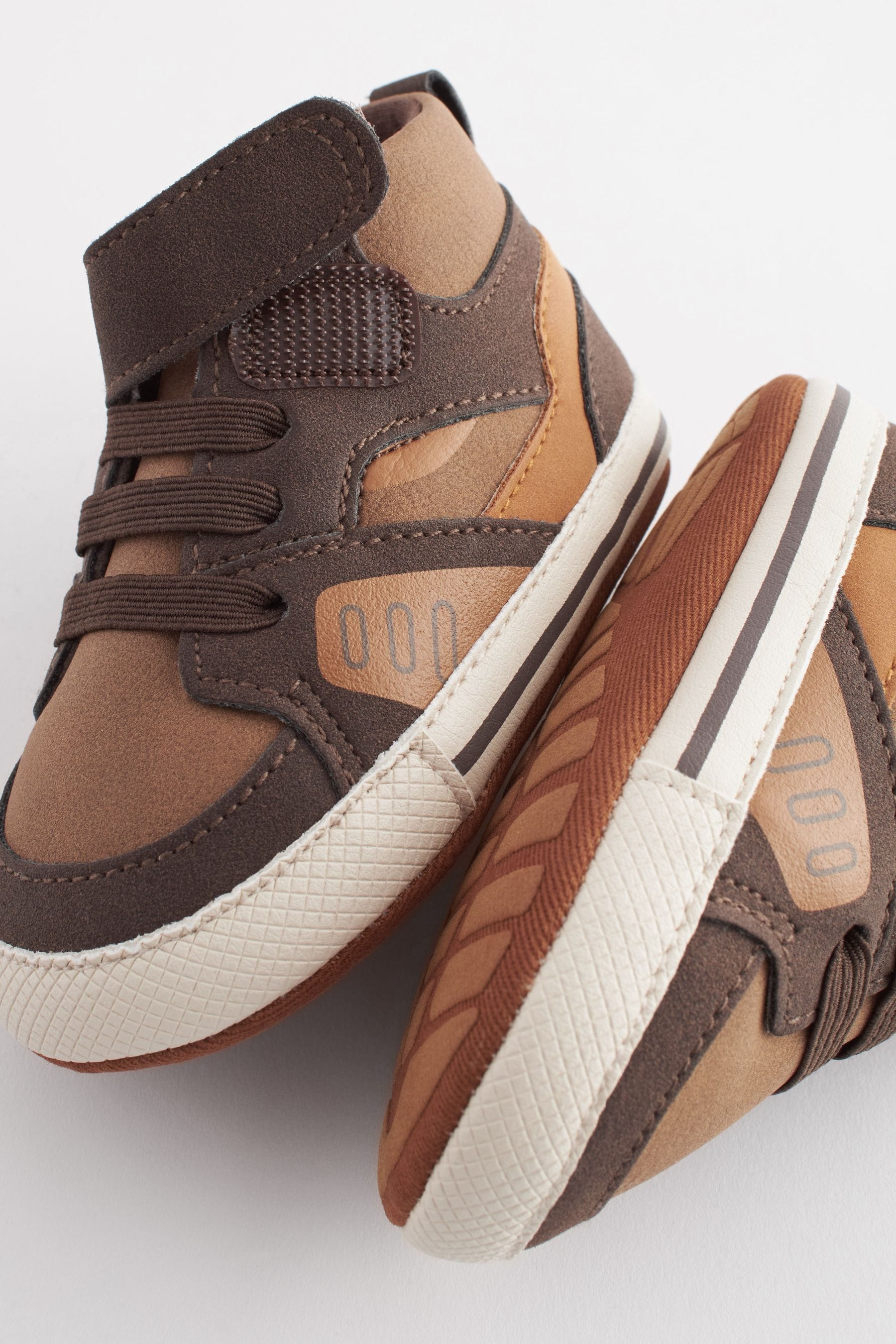 Tan Brown High Top Baby Trainers (0-24mths)