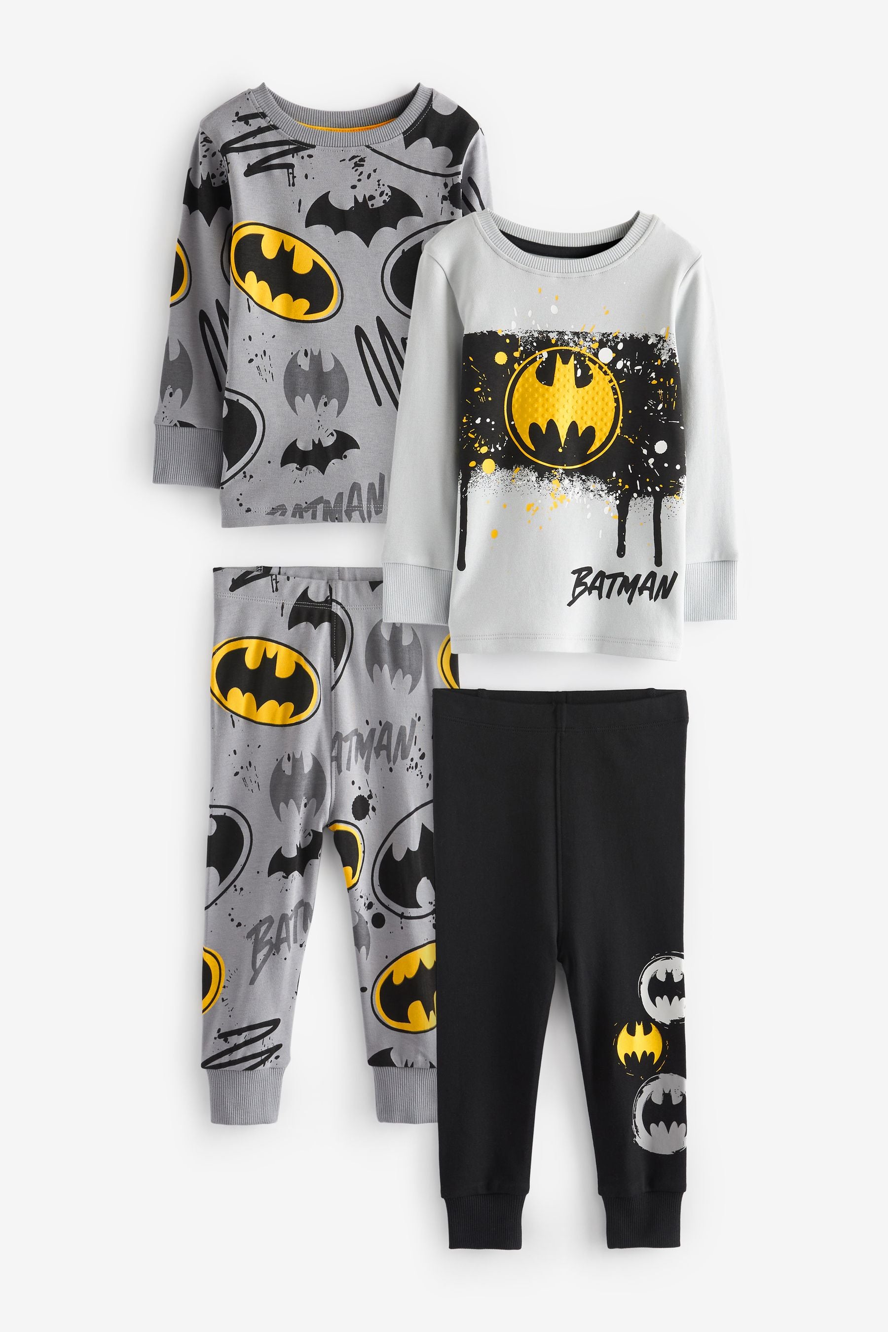 Batman Yellow/Black Snuggle Pyjamas 2 Pack (12mths-10yrs)