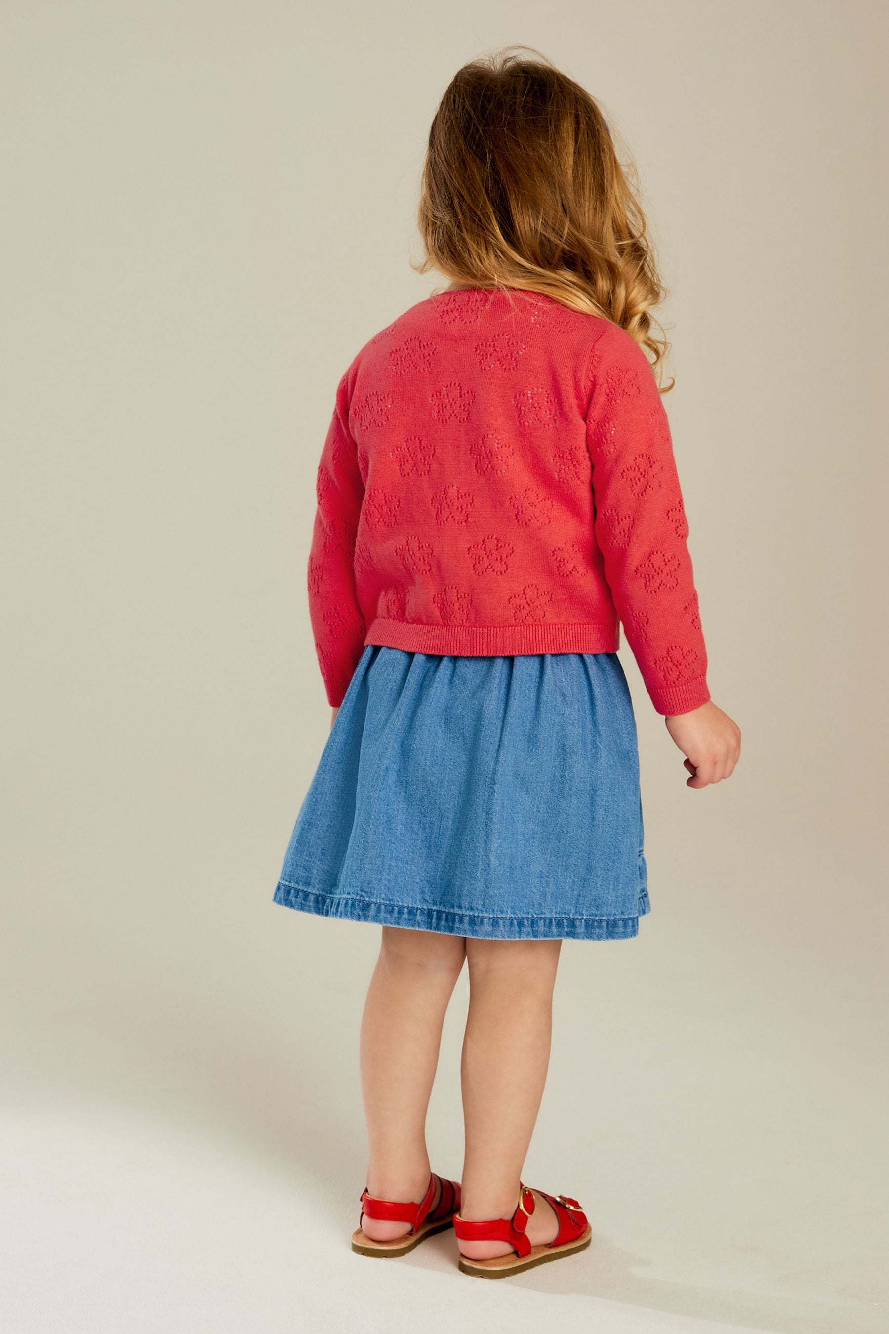 Red Flower Pointelle Cardigan (3mths-10yrs)