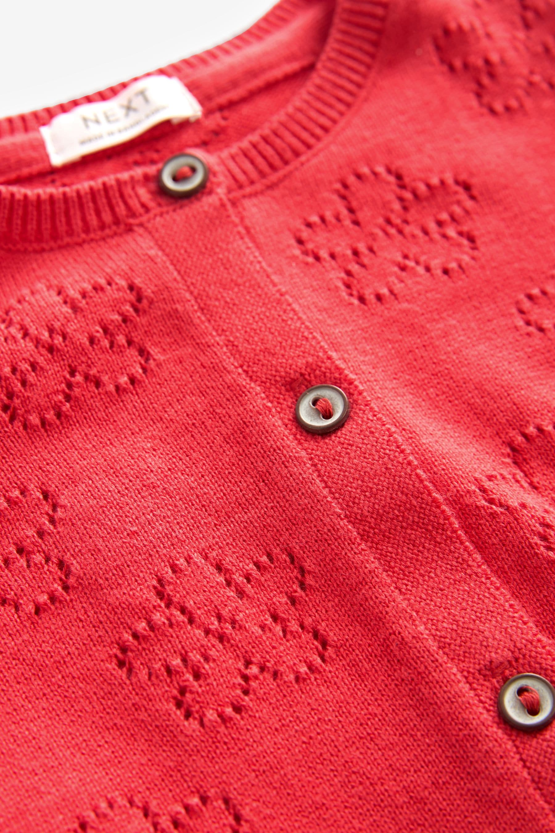 Red Flower Pointelle Cardigan (3mths-10yrs)