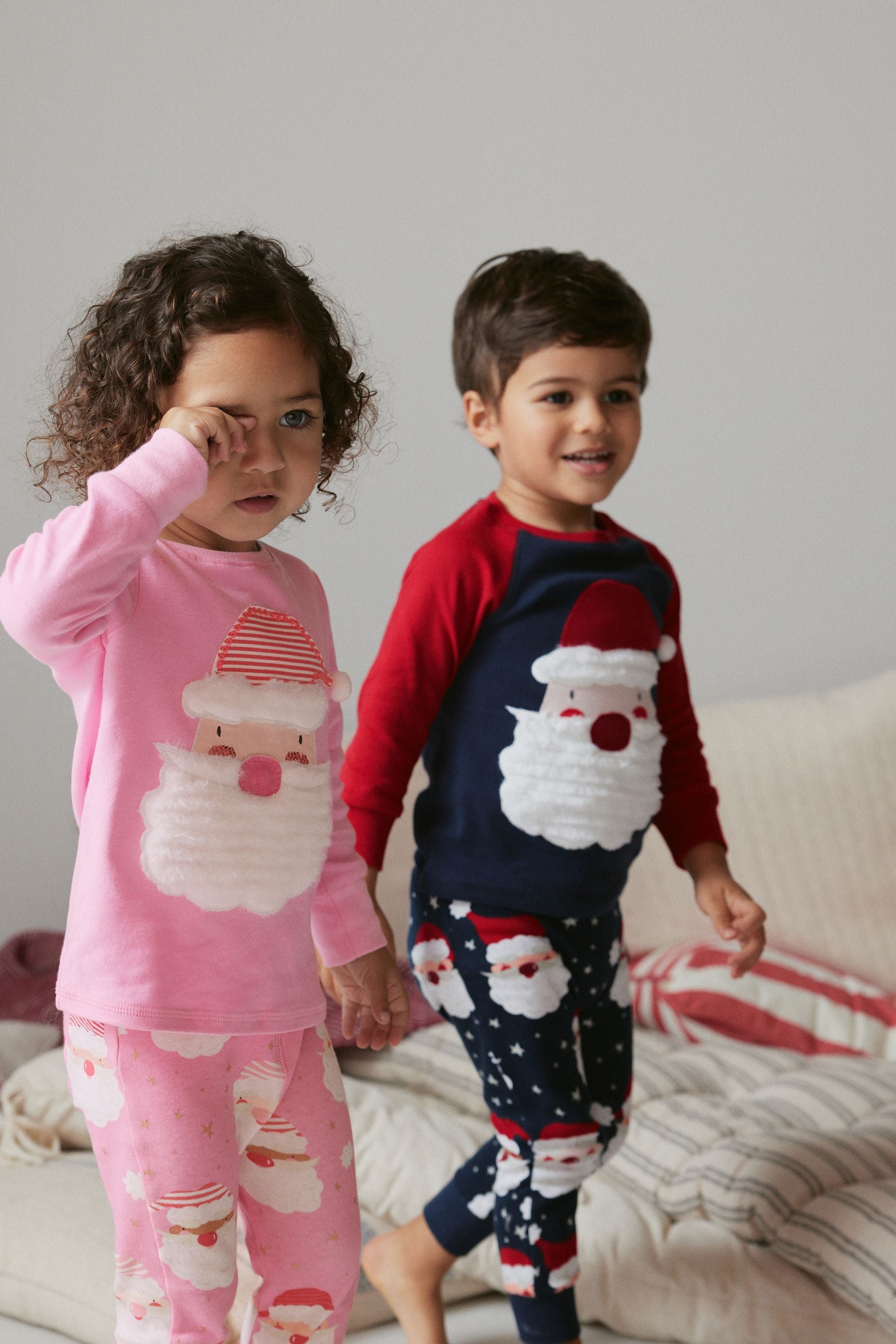 Navy Santa Christmas Boys Snuggle Cotton Pyjamas (9mths-12yrs)