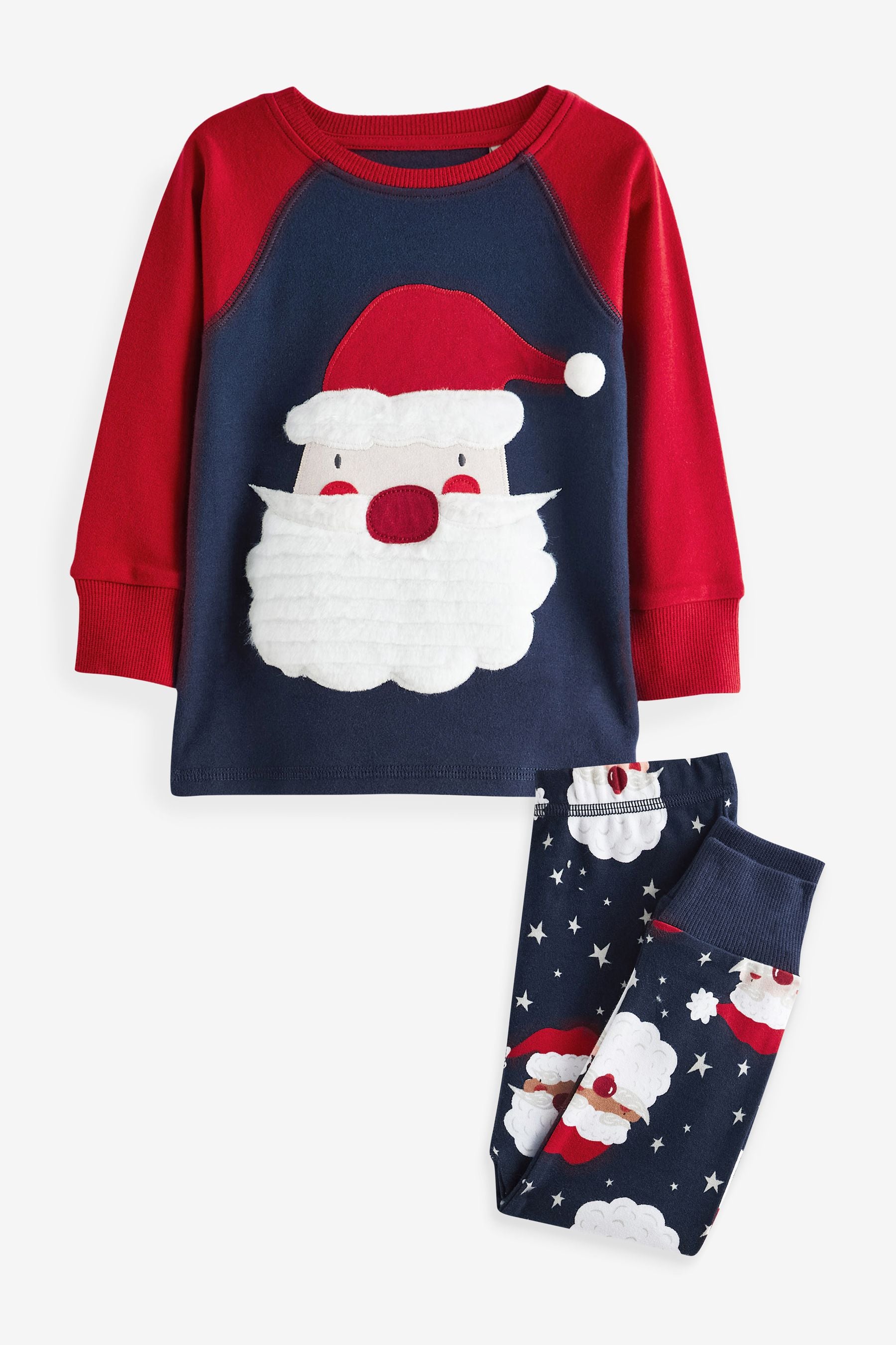 Navy Santa Christmas Boys Snuggle Cotton Pyjamas (9mths-12yrs)