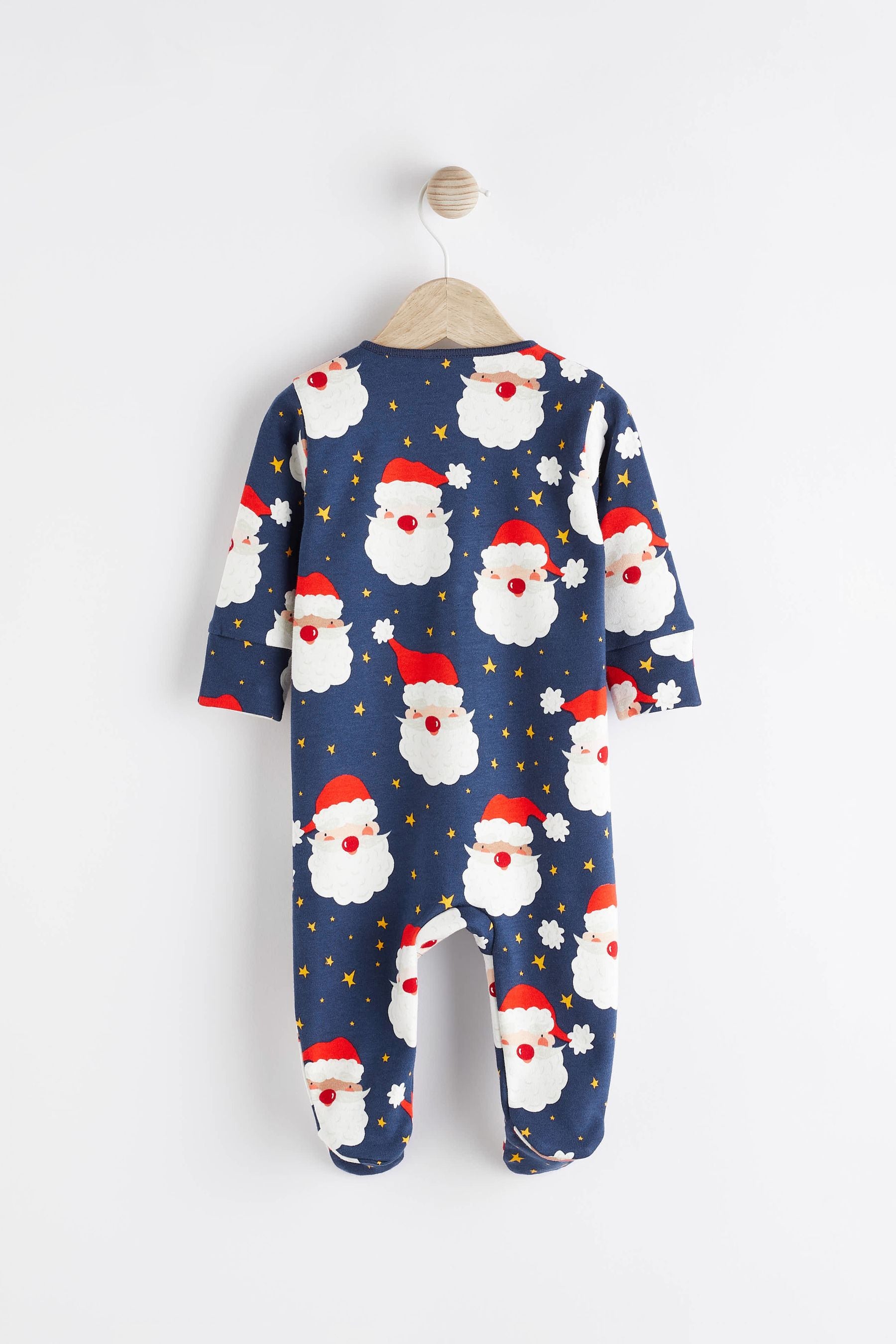 Navy Blue Christmas Baby Cotton Sleepsuit (0mths-2yrs)