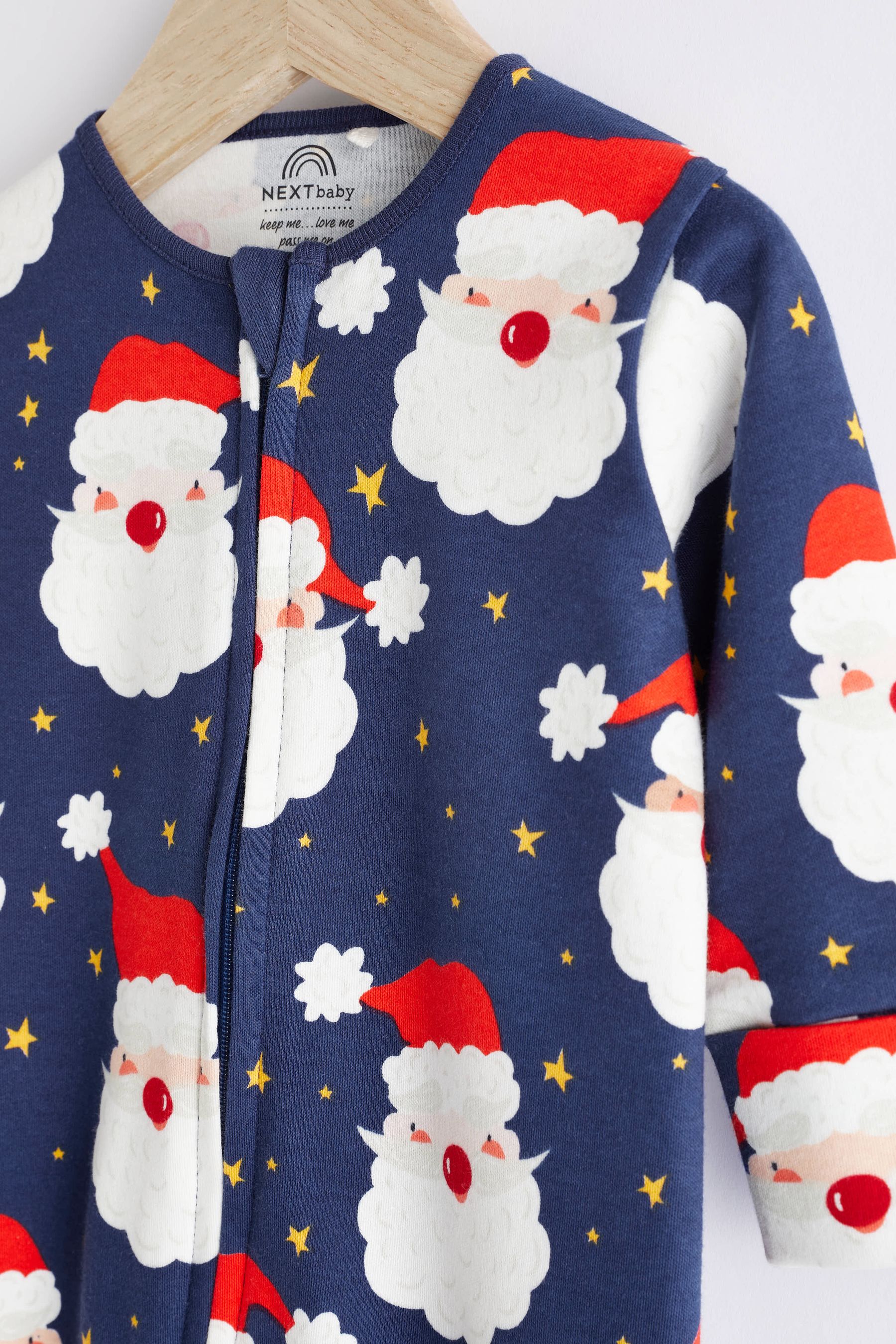 Navy Blue Christmas Baby Cotton Sleepsuit (0mths-2yrs)