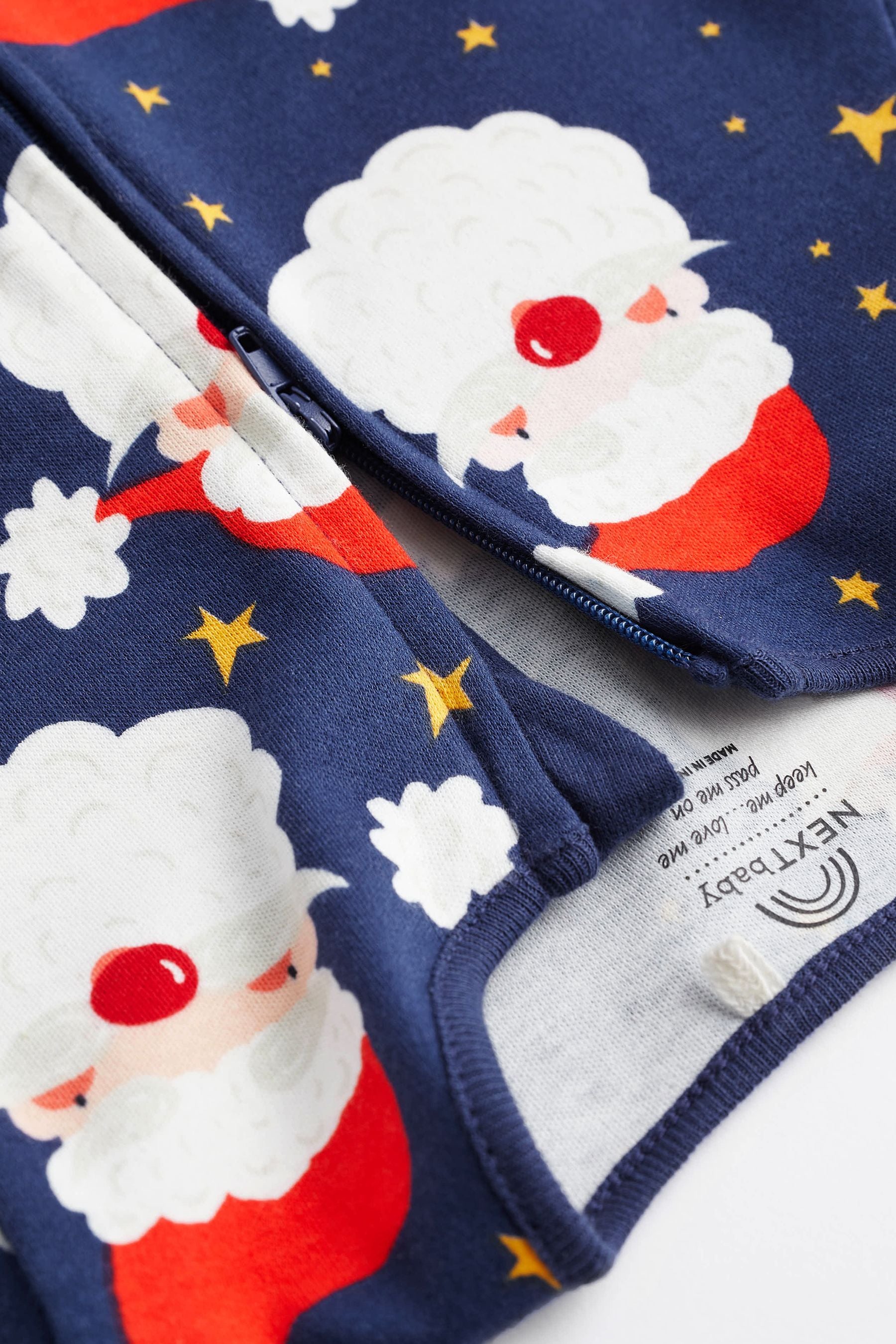 Navy Blue Christmas Baby Cotton Sleepsuit (0mths-2yrs)