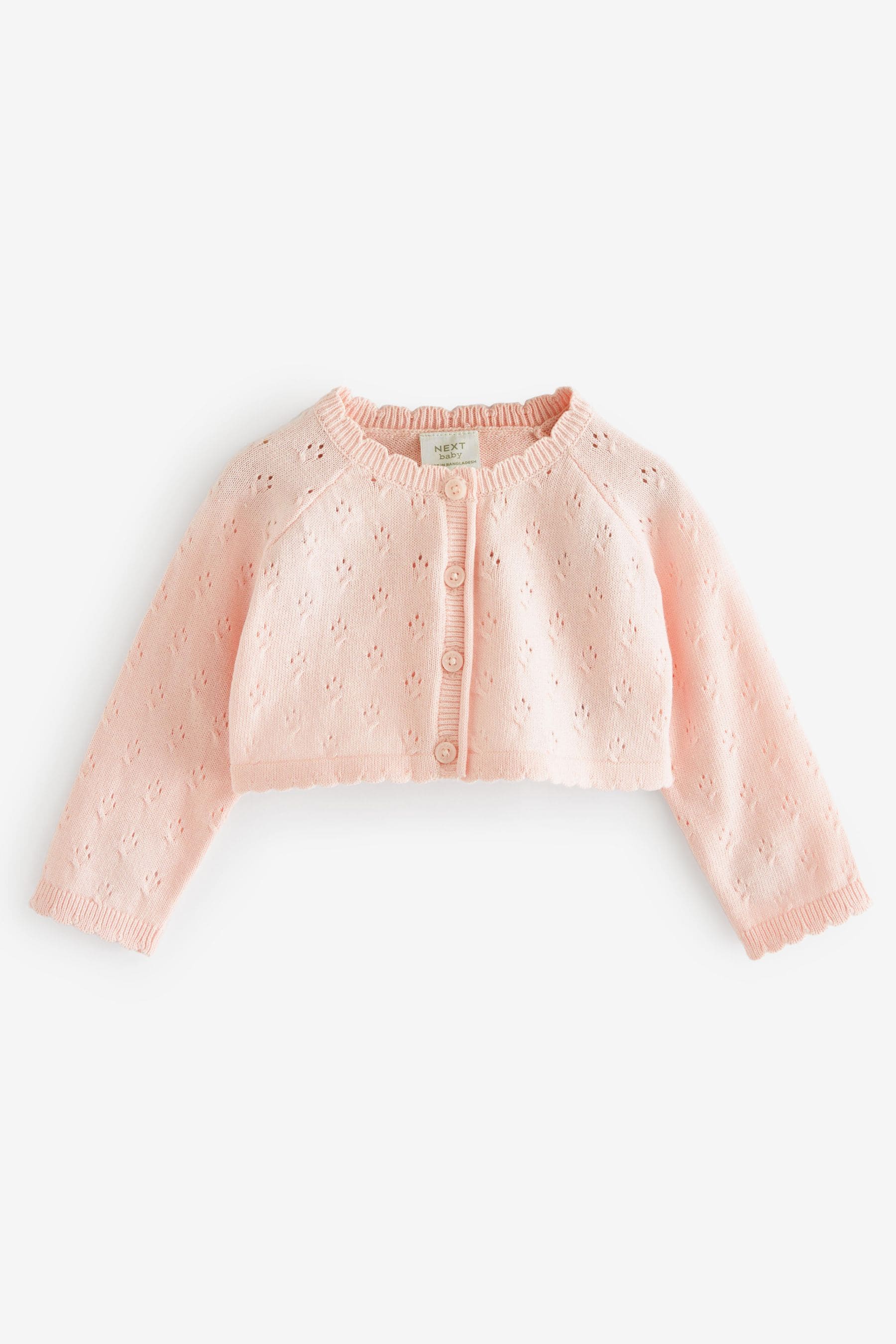 Pink Baby Pointelle Shrug Knitted Cardigan (0mths-2yrs)