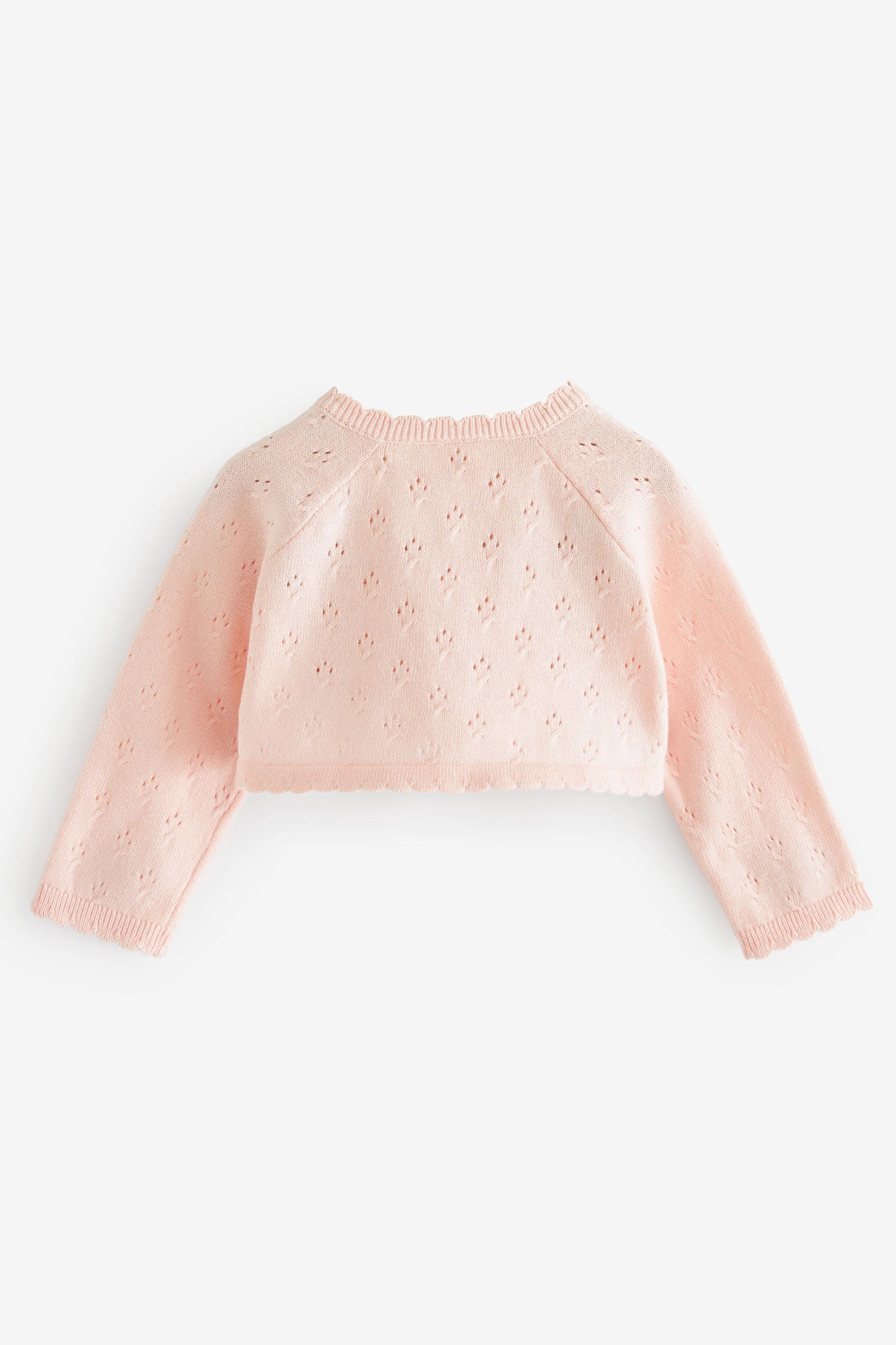 Pink Baby Pointelle Shrug Knitted Cardigan (0mths-2yrs)