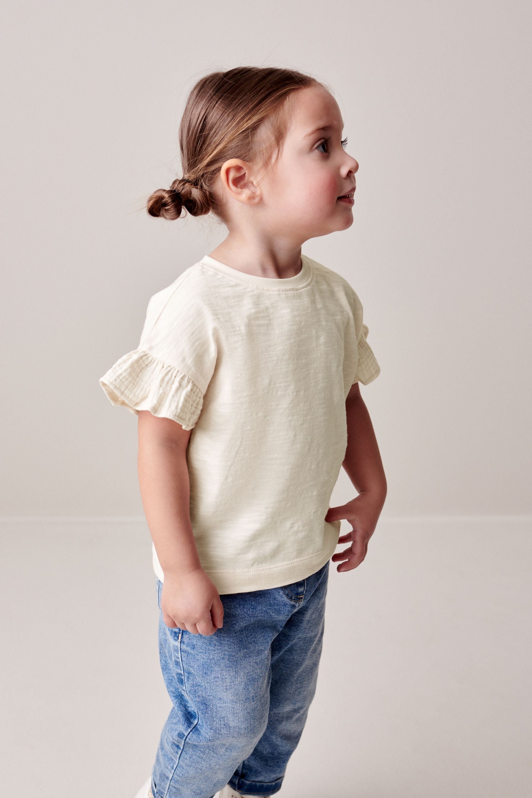 Ecru White Frill Short Sleeve T-Shirt (3mths-7yrs)