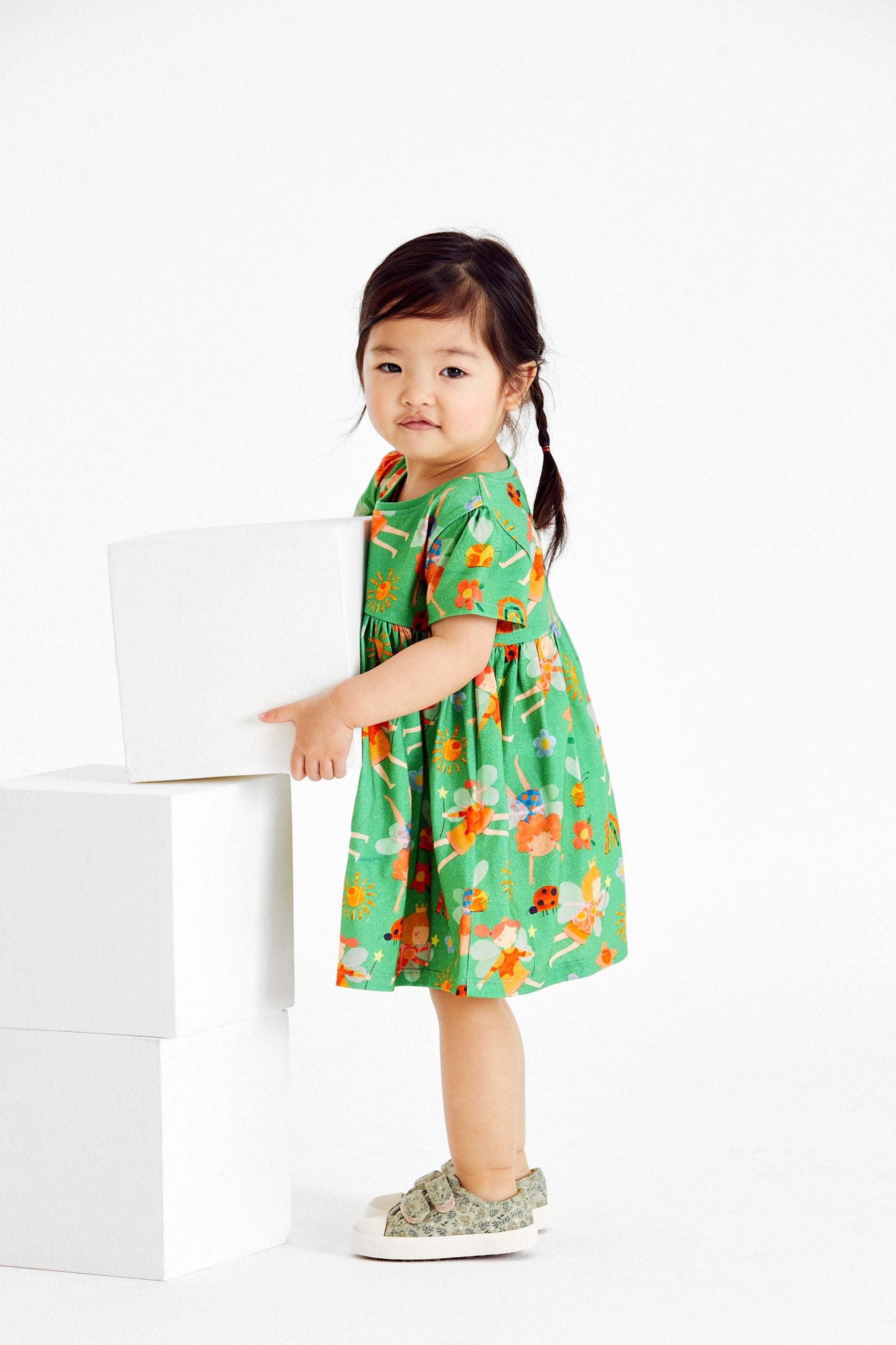 Green Fairy Character Short Sleeve Jersey Dress (3mths-7yrs)