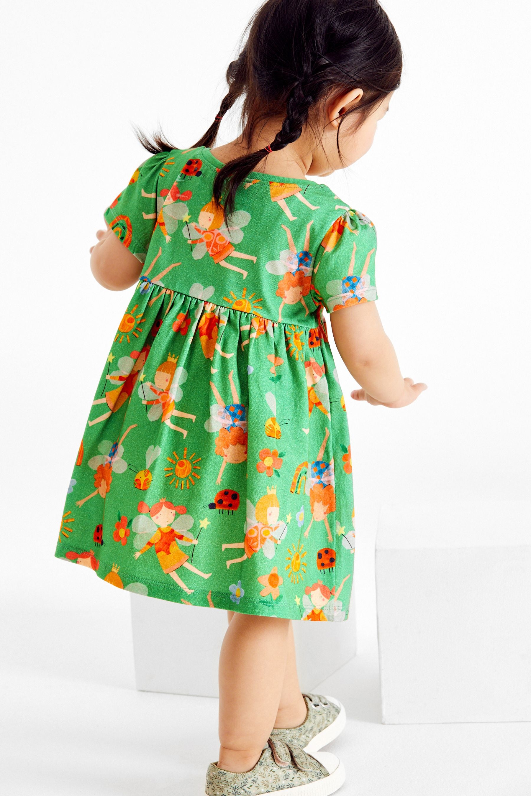 Green Fairy Character Short Sleeve Jersey Dress (3mths-7yrs)