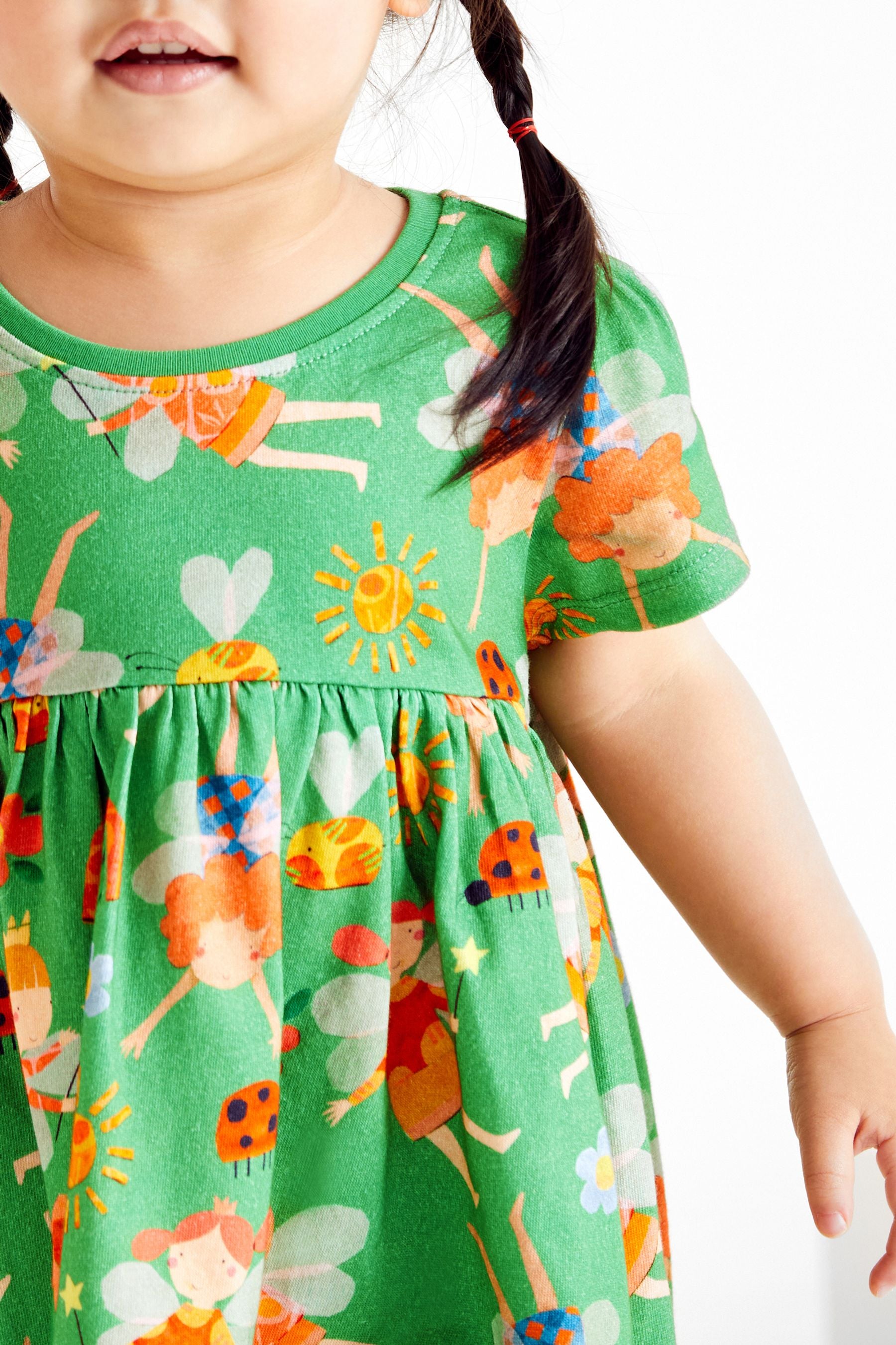 Green Fairy Character Short Sleeve Jersey Dress (3mths-7yrs)