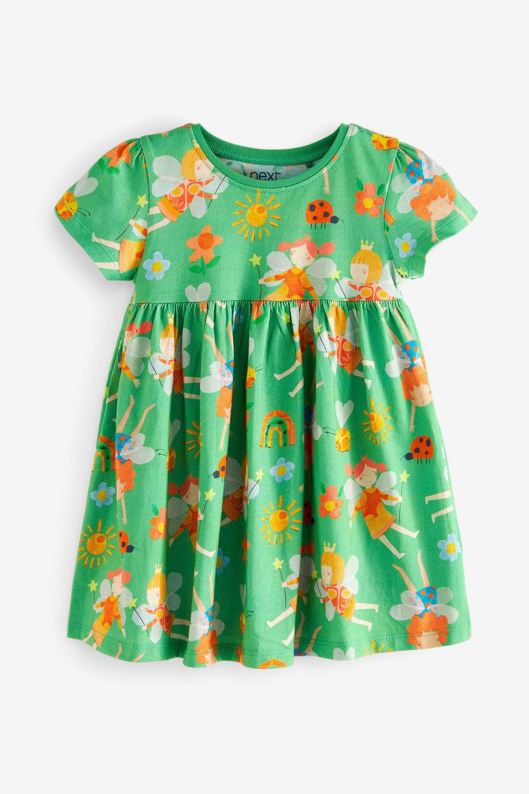 Green Fairy Character Short Sleeve Jersey Dress (3mths-7yrs)