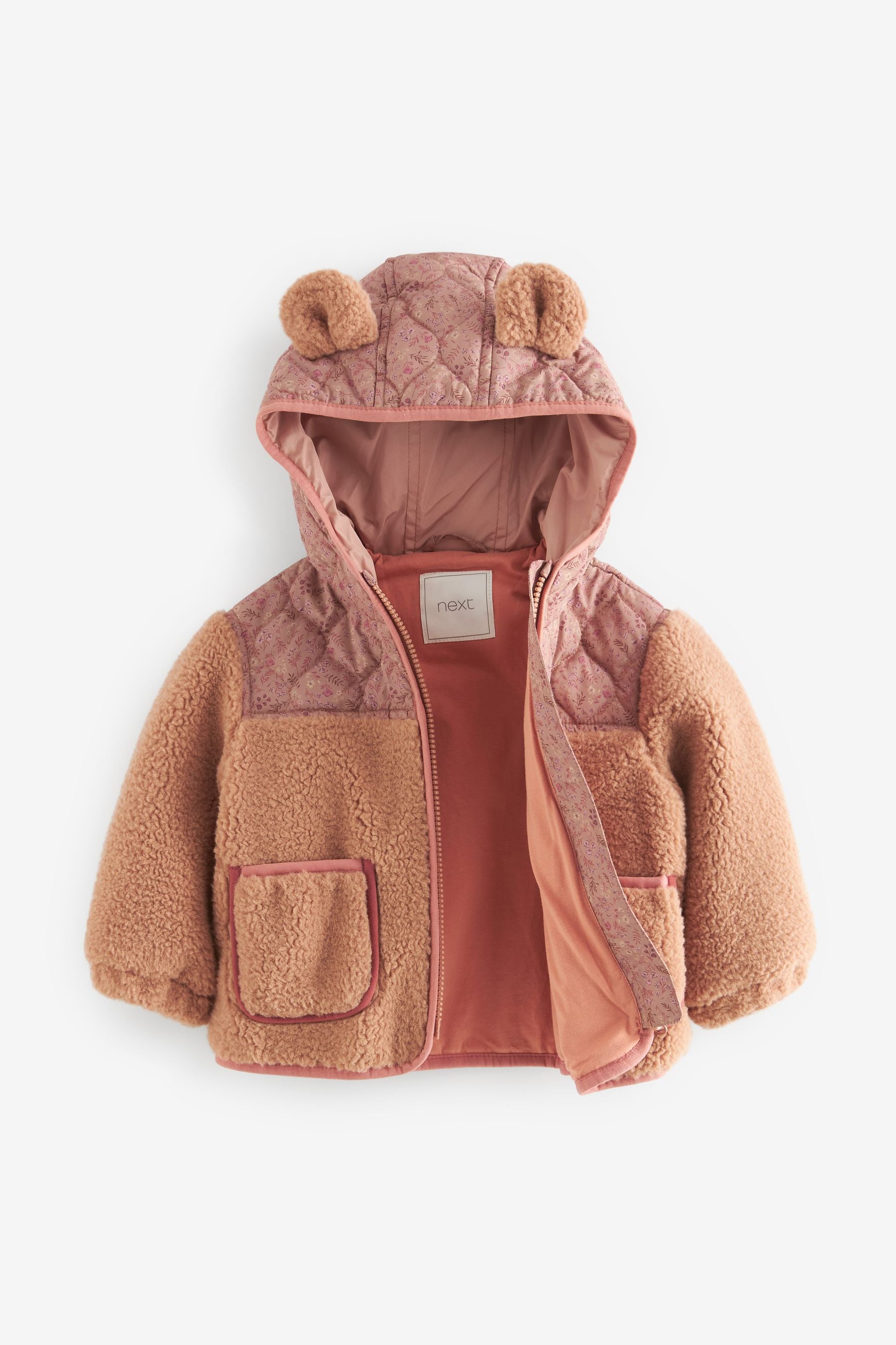 Camel Printed Nylon Teddy Borg Fleece Mix Jacket (12mths-7yrs)