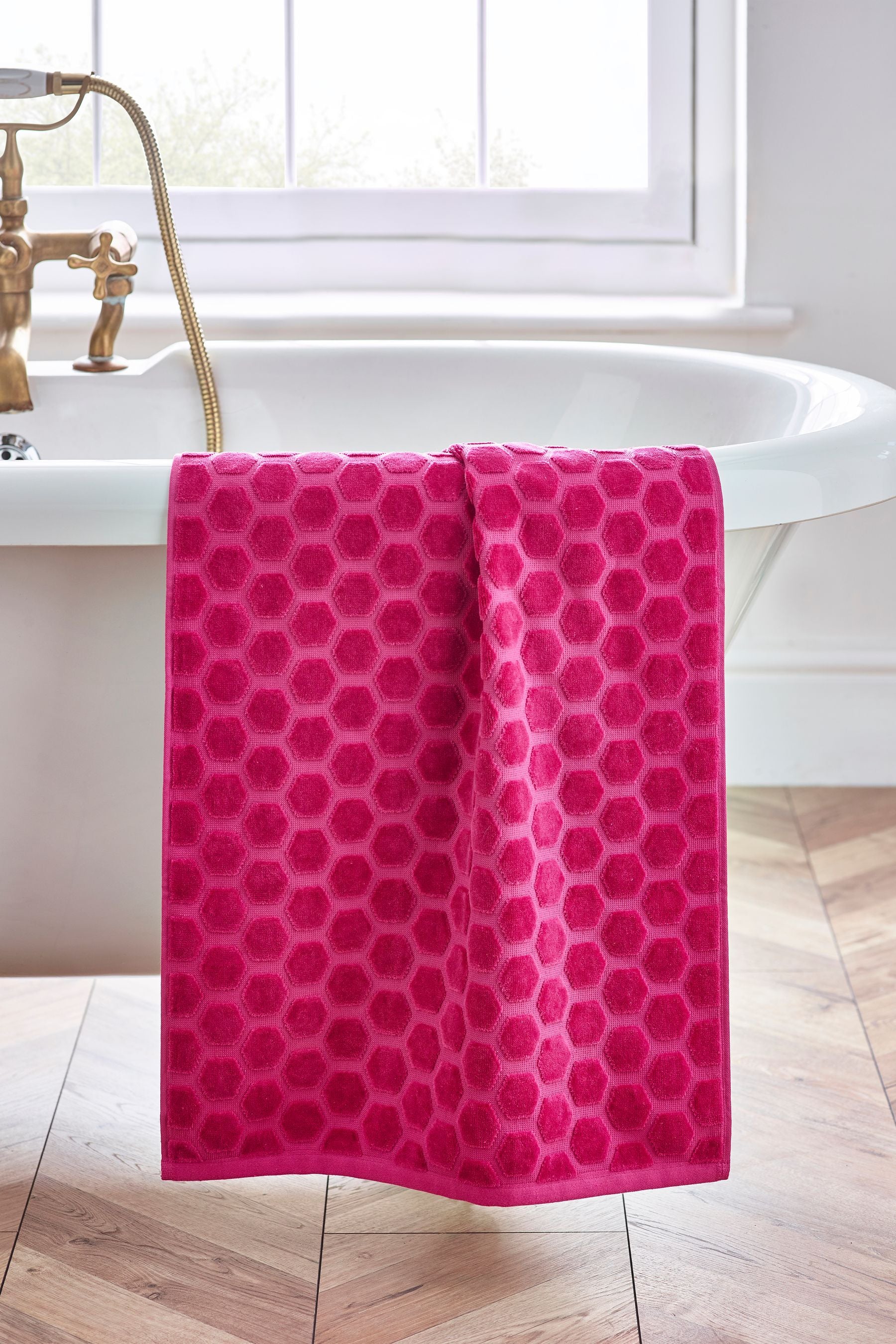 Bright Pink Velour Geo Towel