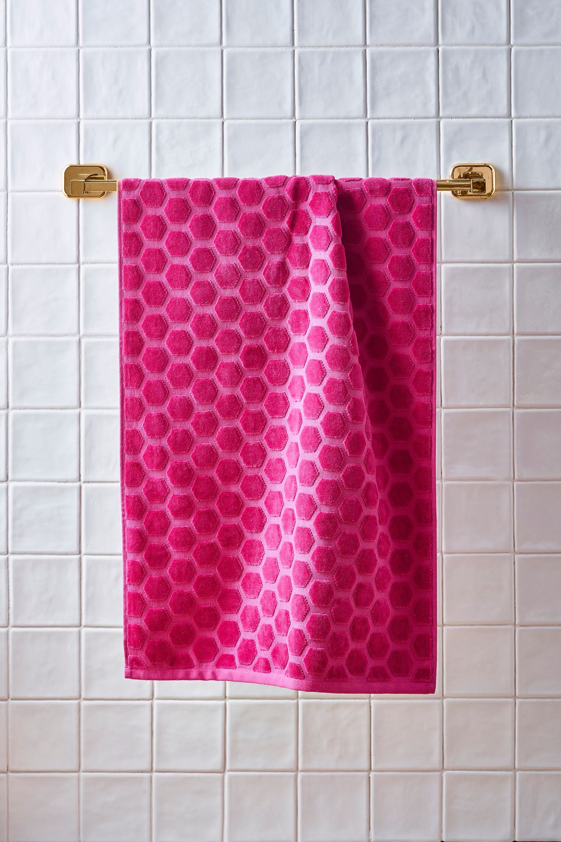 Bright Pink Velour Geo Towel