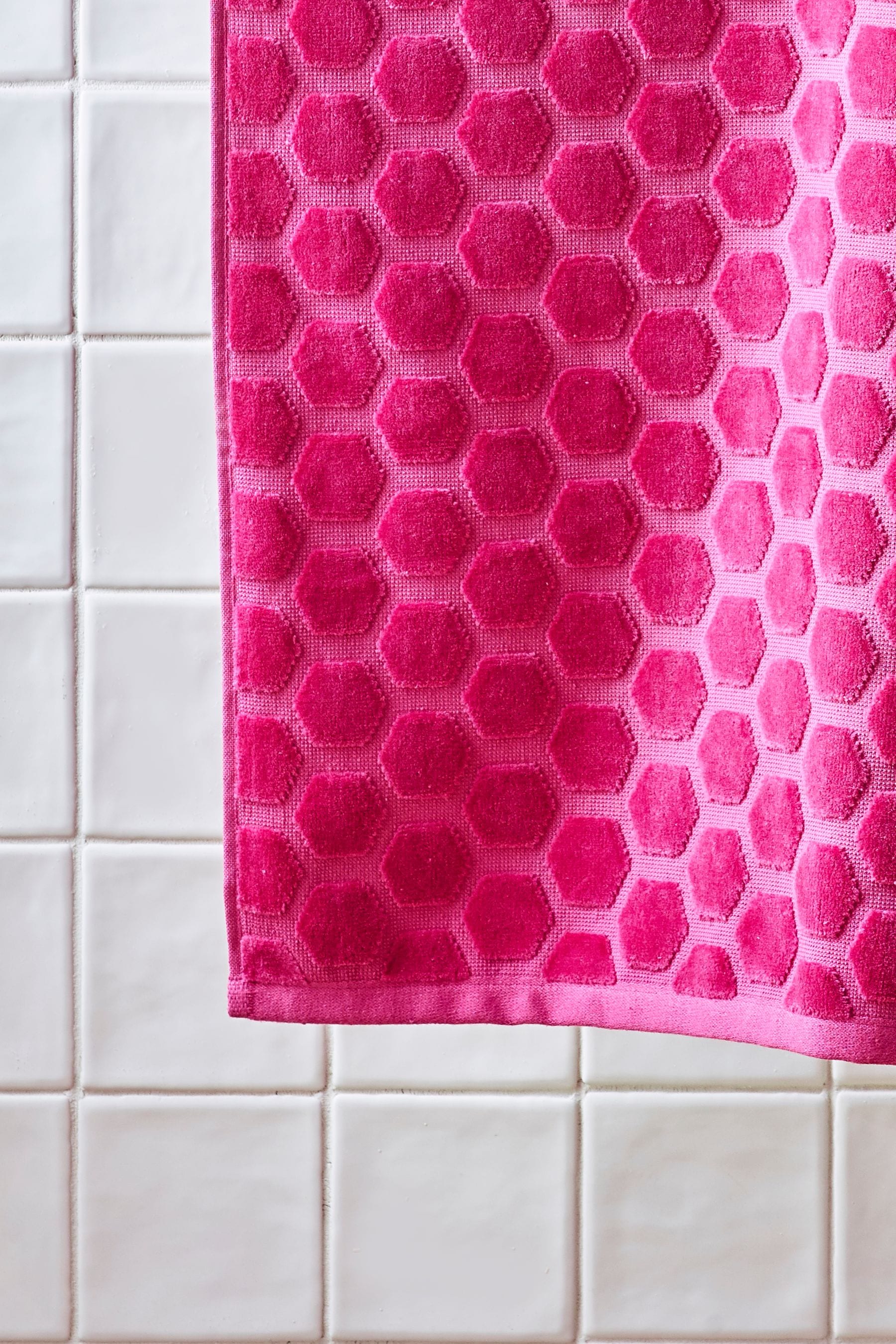 Bright Pink Velour Geo Towel