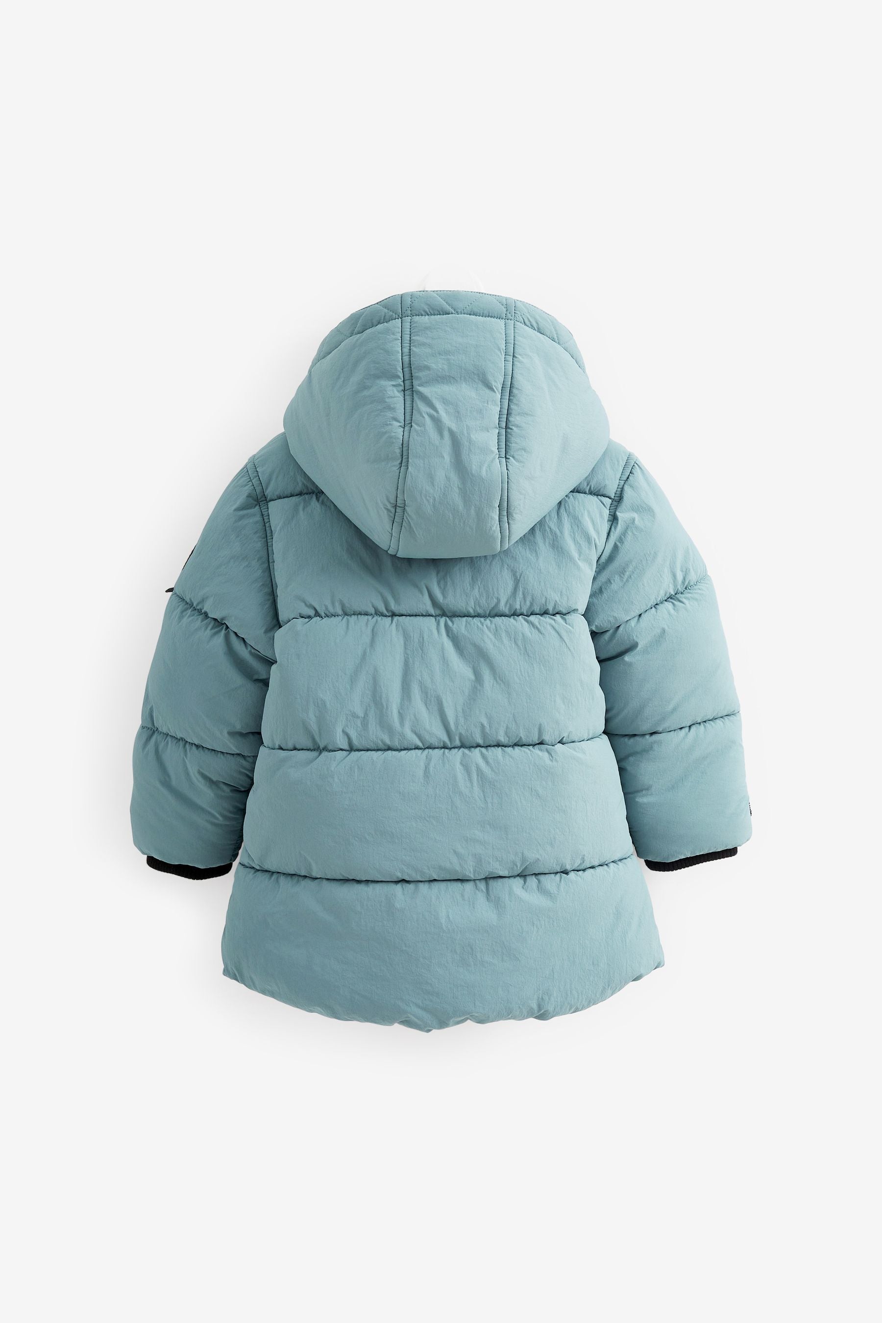 Mineral Blue Borg Teddy Lined Padded Coat (3mths-7yrs)