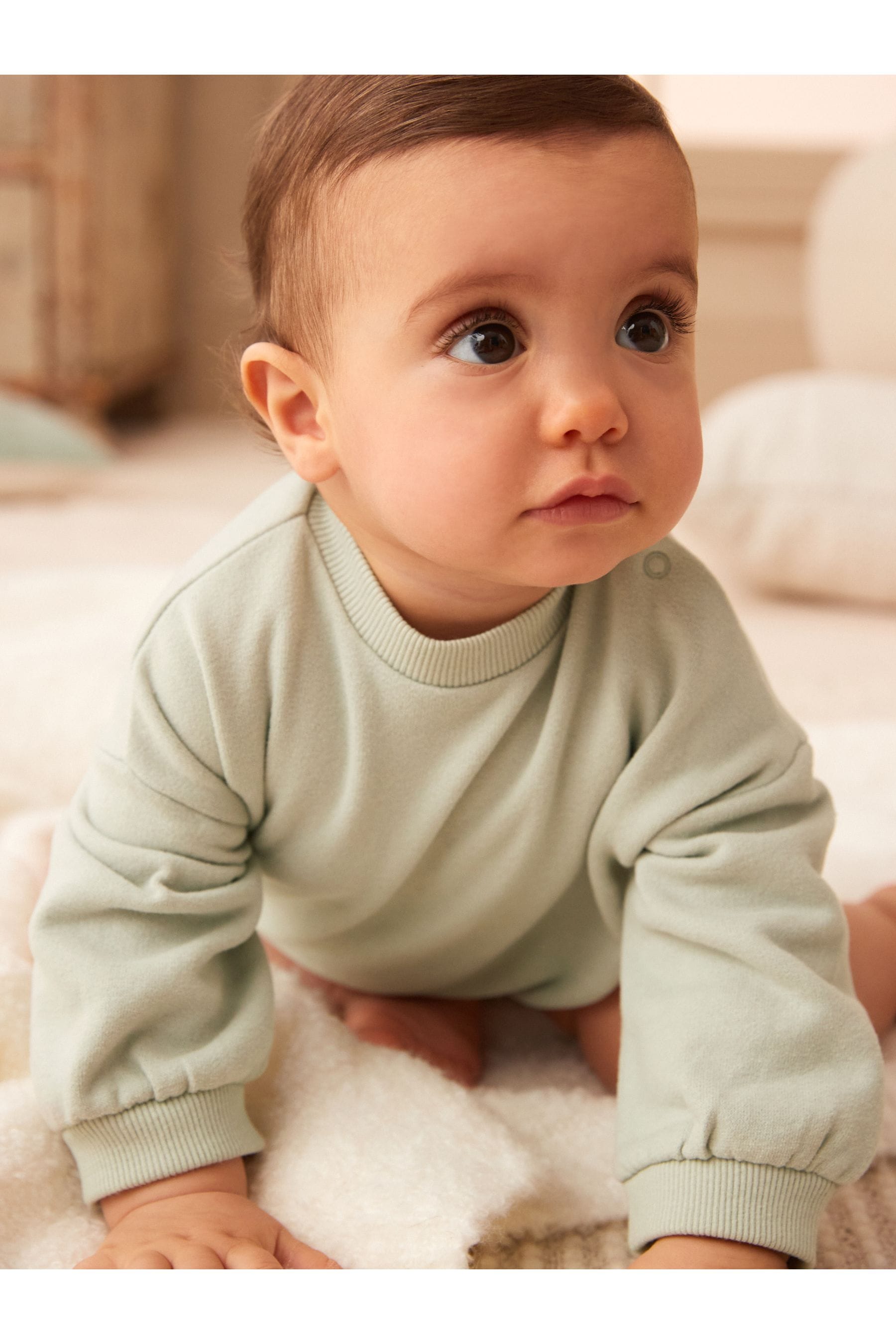 Mint Green Cosy Sweat Jersey Bubble Bum Baby Romper