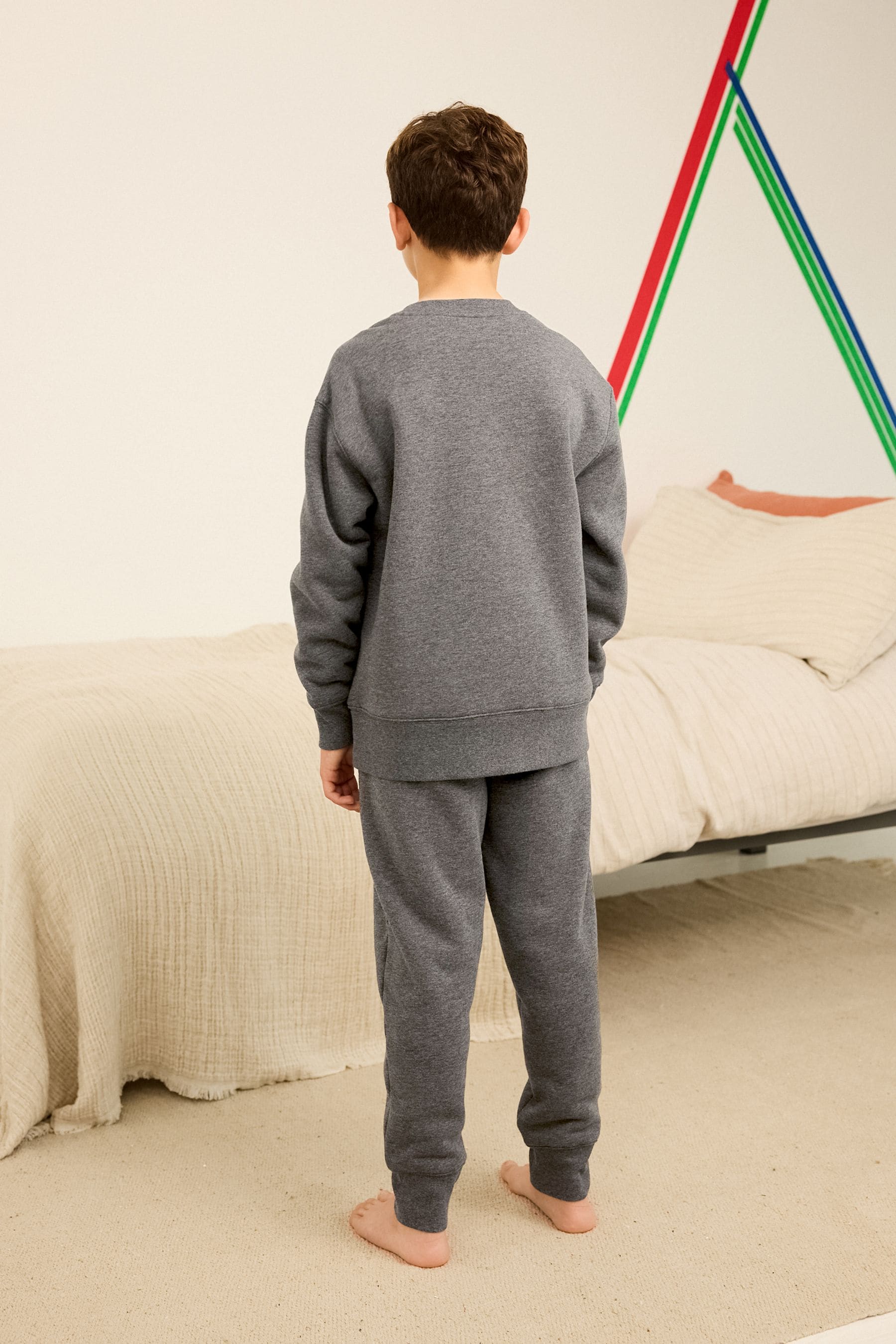 Charcoal Grey Cosy Fleece Borg Lined Lounge Set (3-16yrs) (3-16yrs)